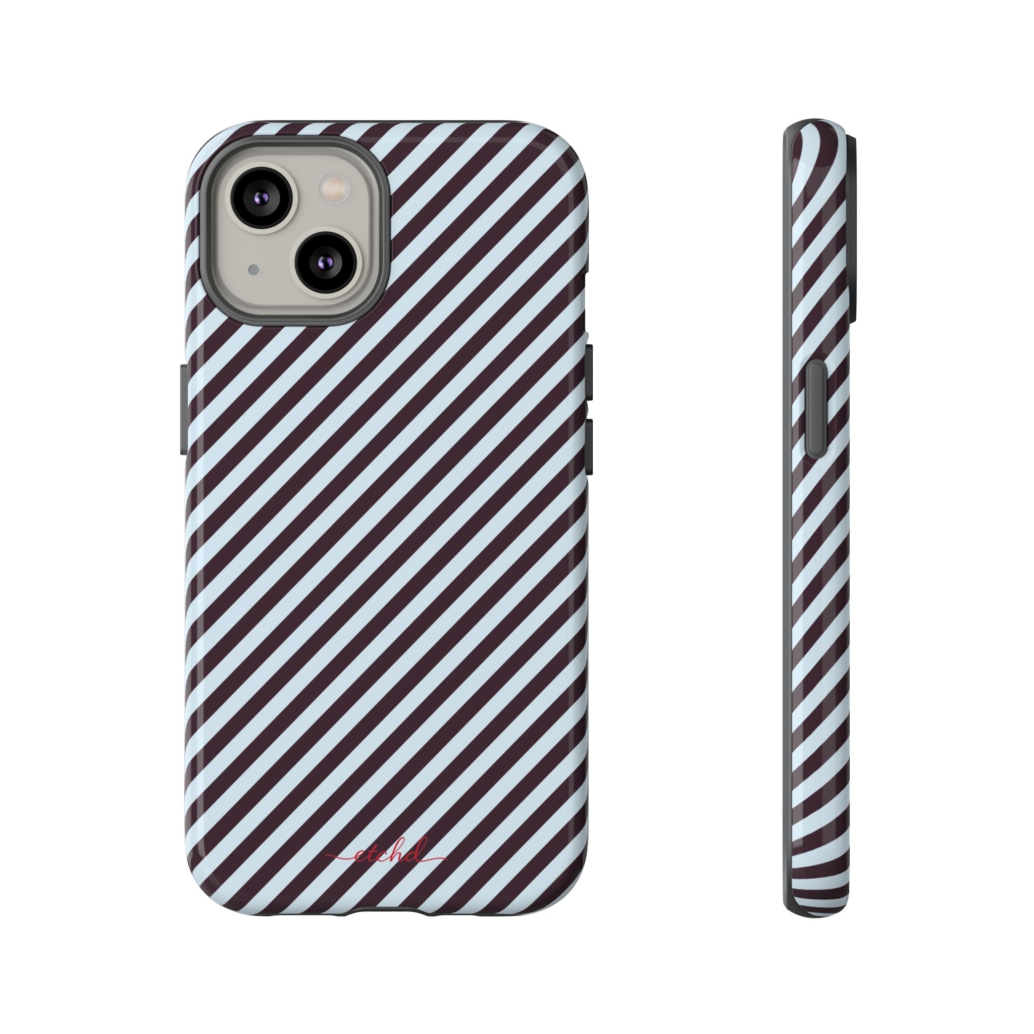 Plum & Blue Striped Diagonal Funda para móvil de etchd, vista 2