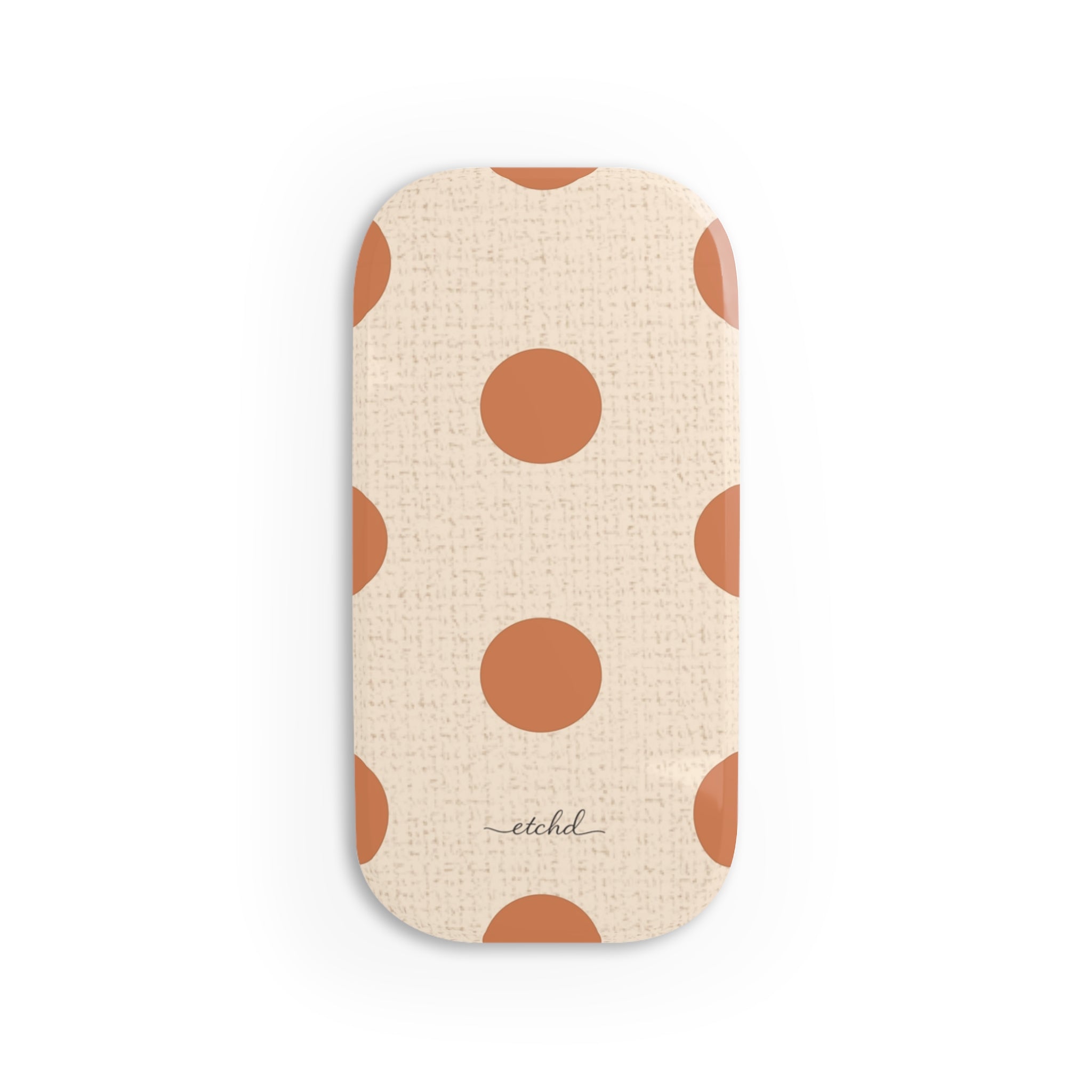 Terracotta Polka Dot Click-On Phone Grip by etchd