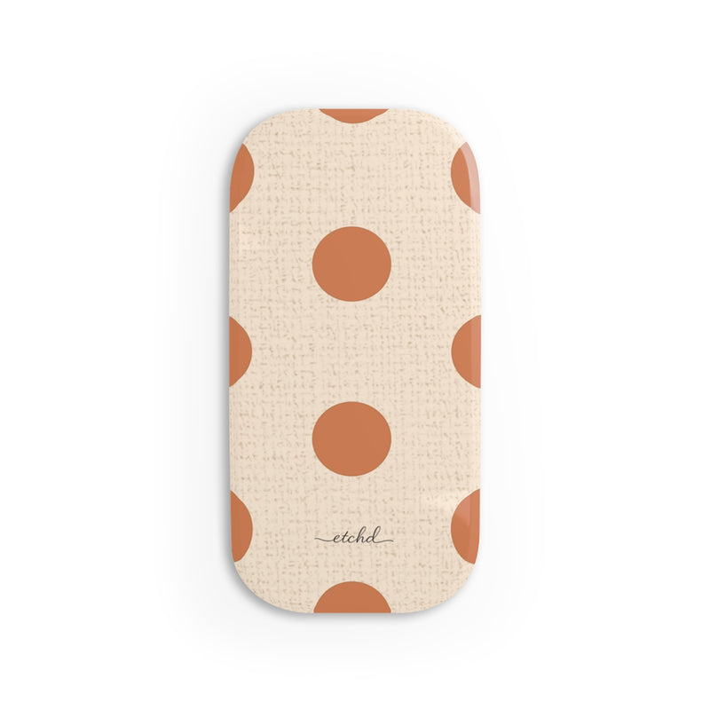 Terracotta Polka Dot Click-On Phone Grip by etchd