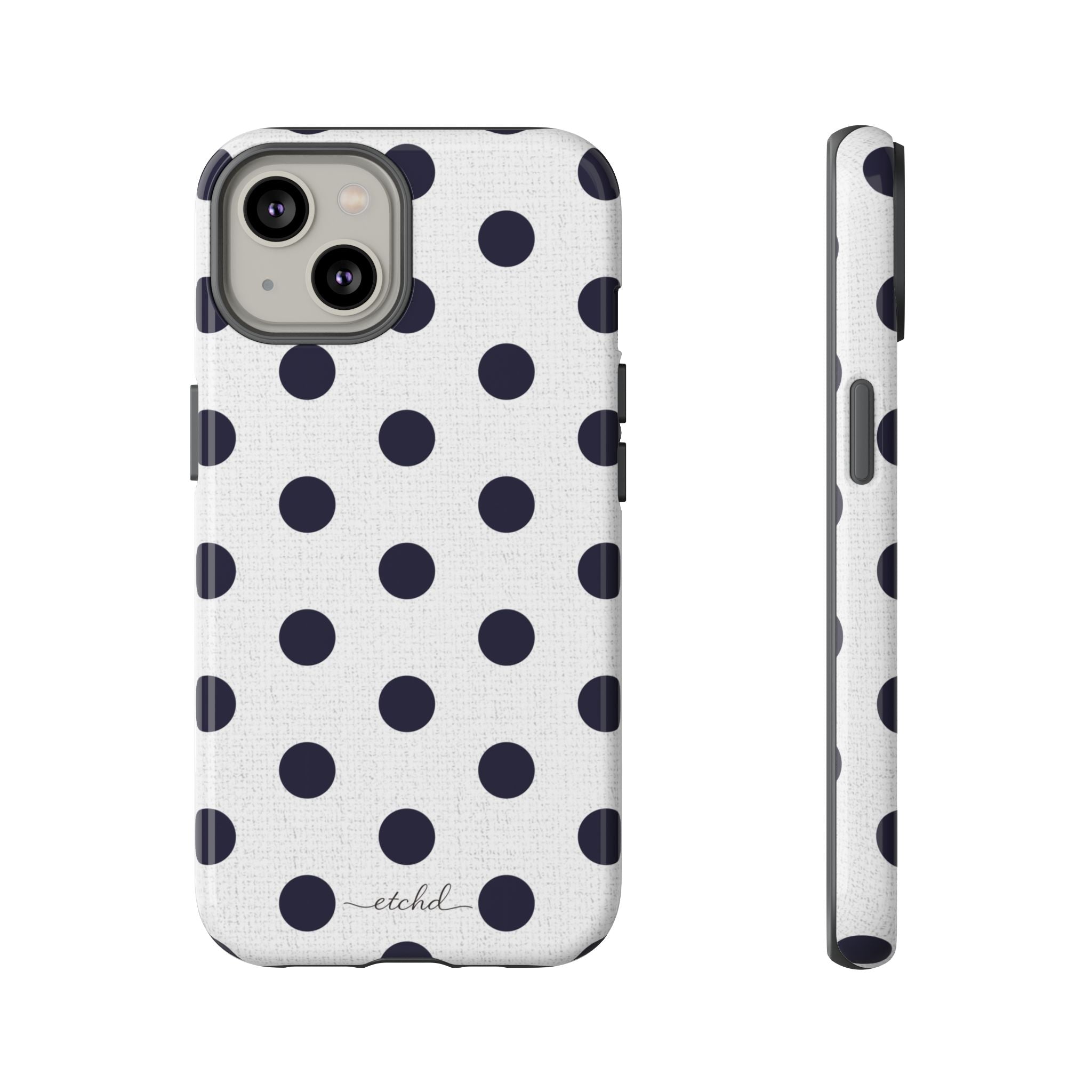 Navy & White Polka Dot Phone Case by etchd, view 2