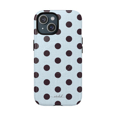 Plum And Blue Polka Dot Magnetic Phone Case by etchd, view 2