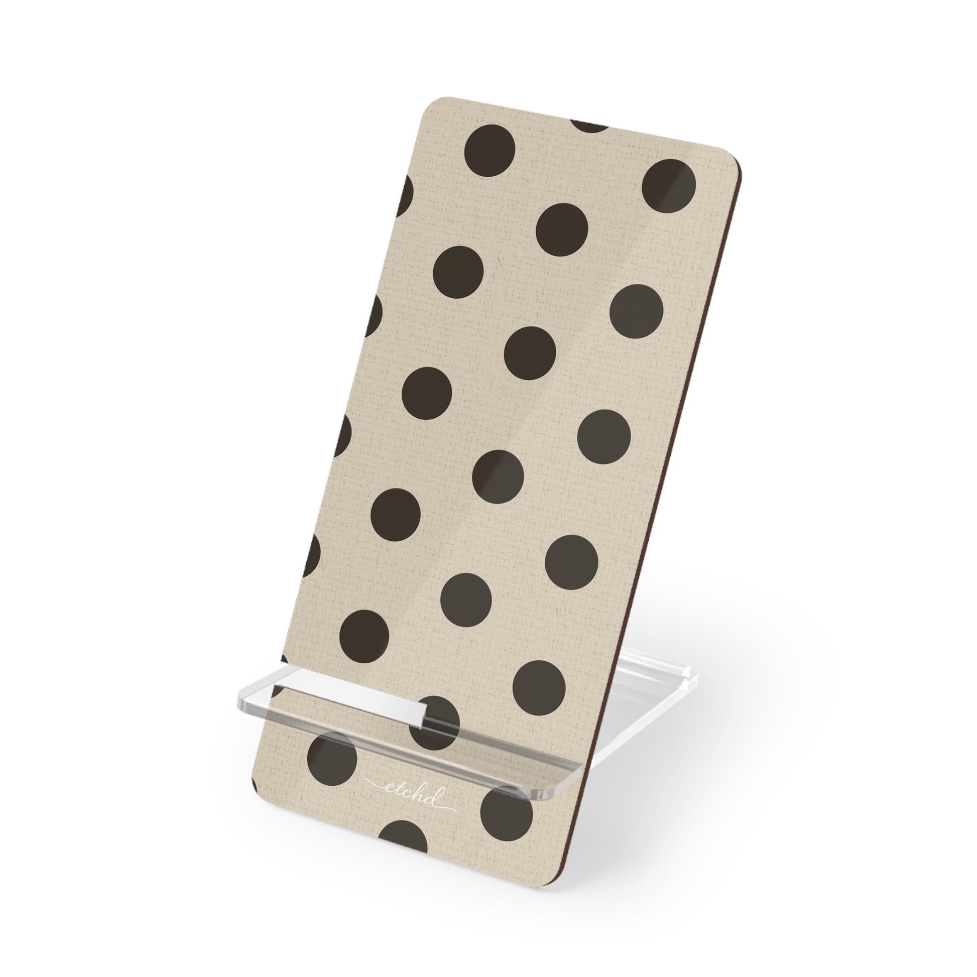 Brown Polka Dot Phone Stand by etchd