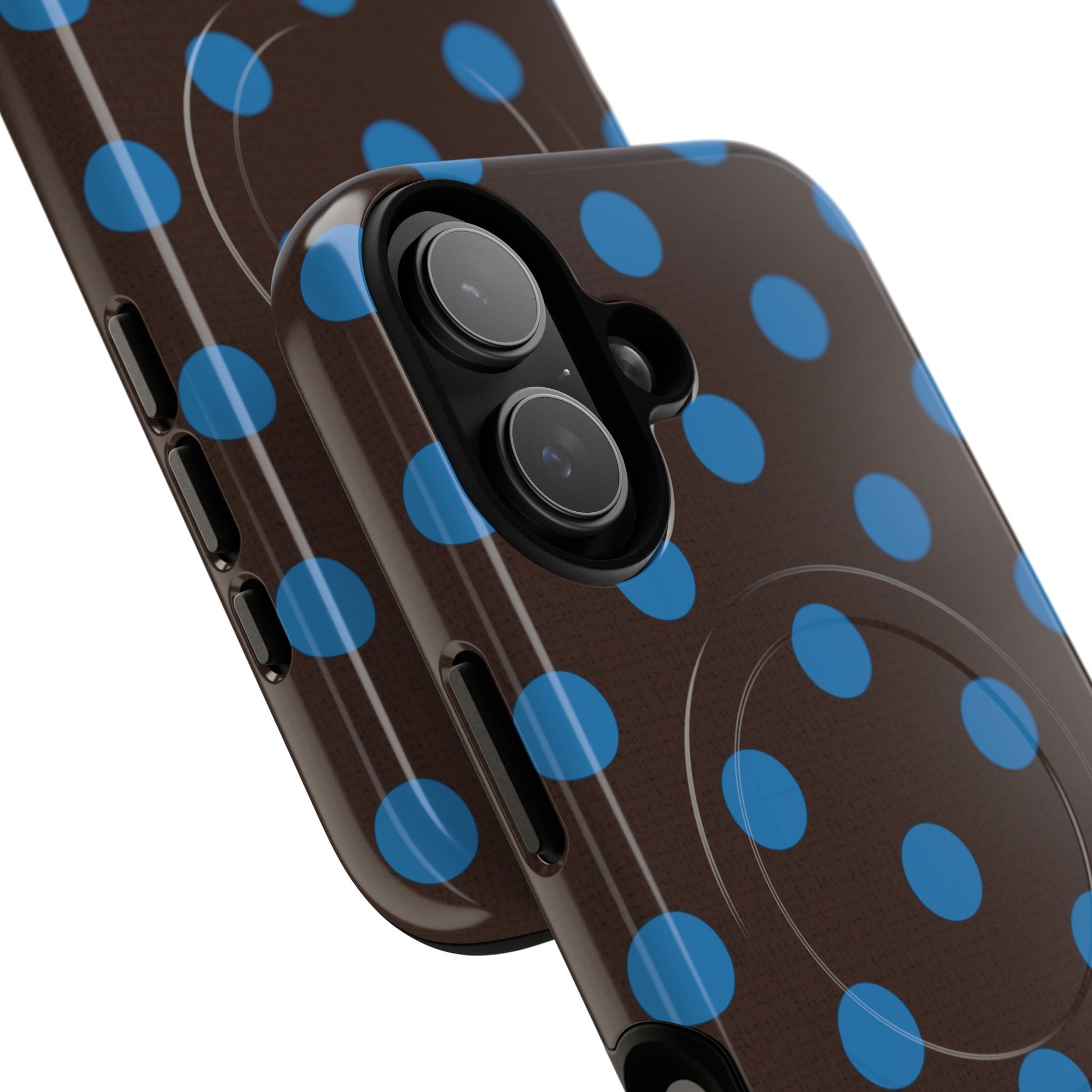 Cerulean & Espresso Polka Dot Magnetic Phone Case by etchd, view 87