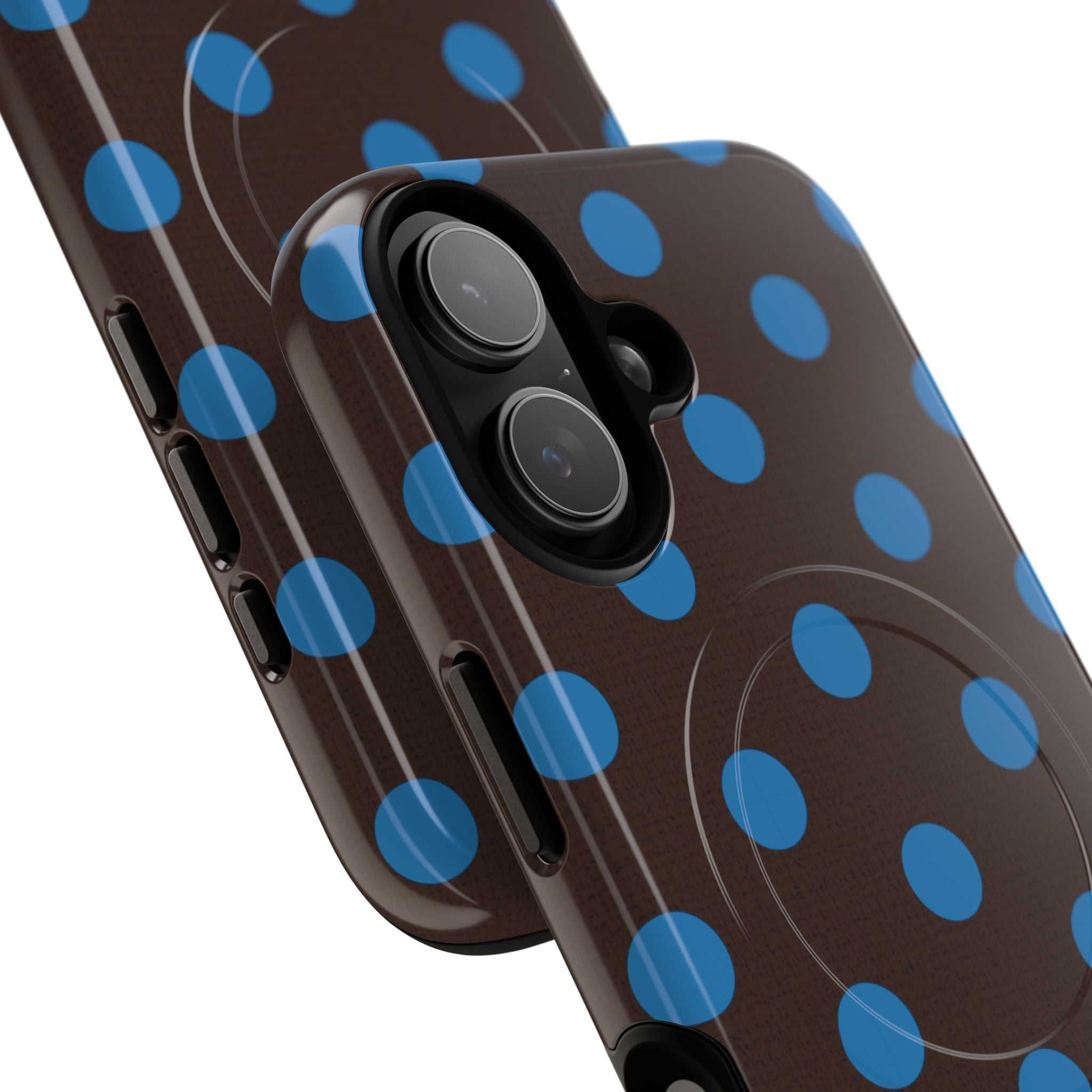 Cerulean & Espresso Polka Dot Magnetic Phone Case by etchd, view 87