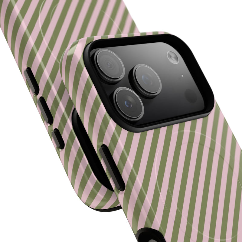Green & Pink Striped Diagonal Magnetic Phone Case by etchd, view 99