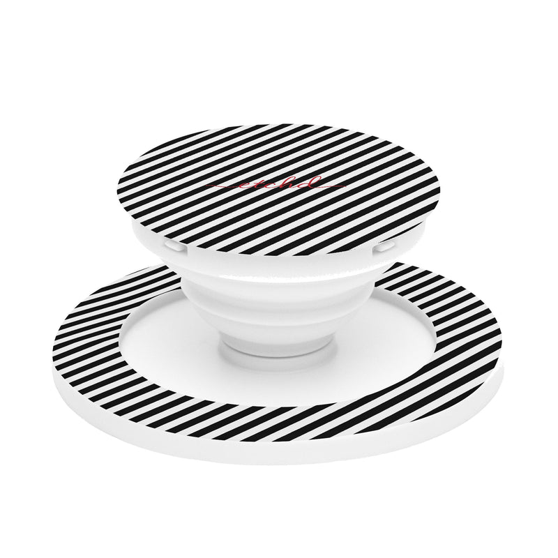 Black & White Striped Diagonal Phone Grip And Stand-zoom-