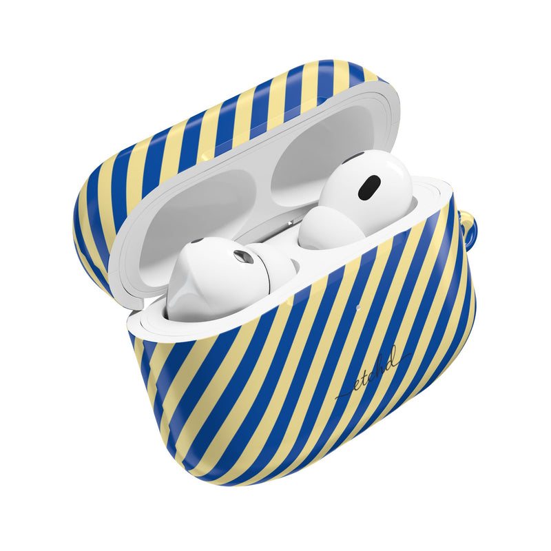 Cobalt & Butter Striped Diagonal AirPod Case by etchd, view 9