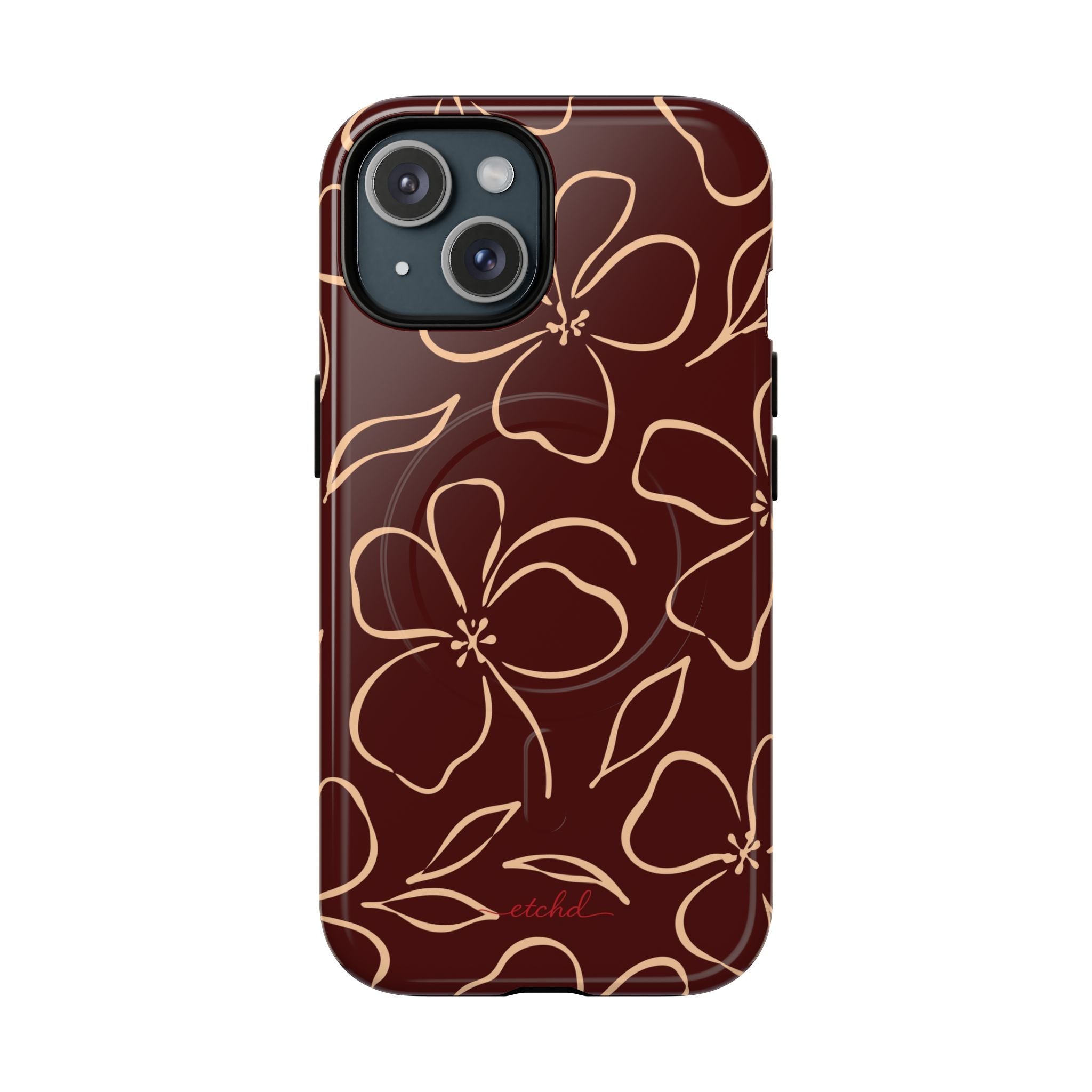 Cherry & Peach Floral Funda magnética para móvil de etchd, vista 2