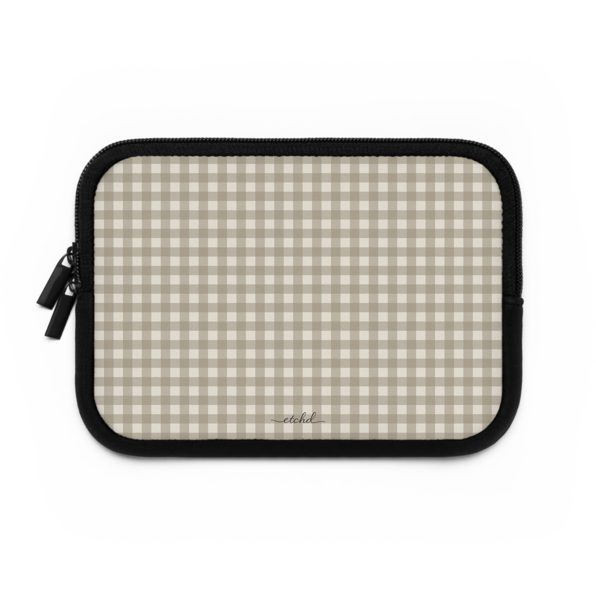 Neutral Gingham Laptop Sleeve by etchd, view 2