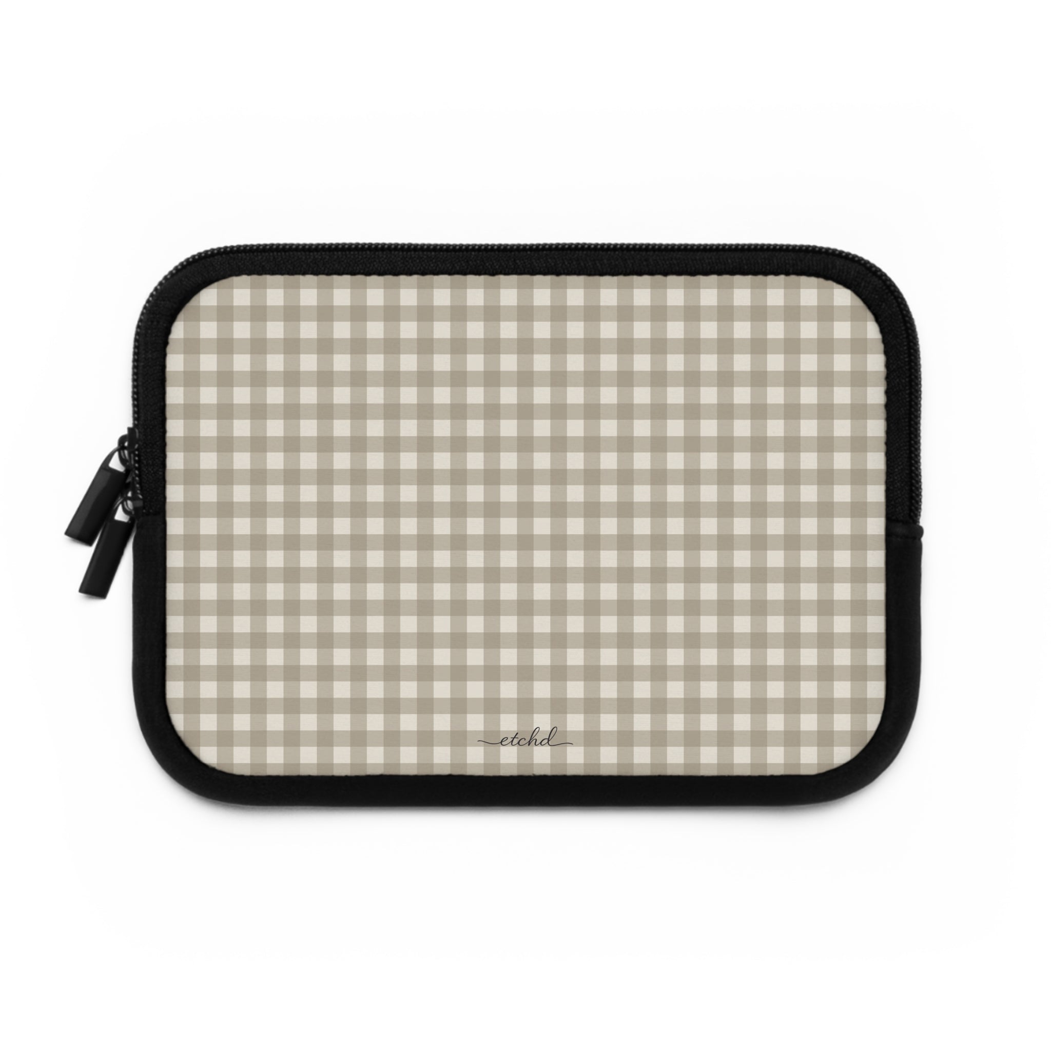 Neutral Gingham Laptop Sleeve by etchd, view 2