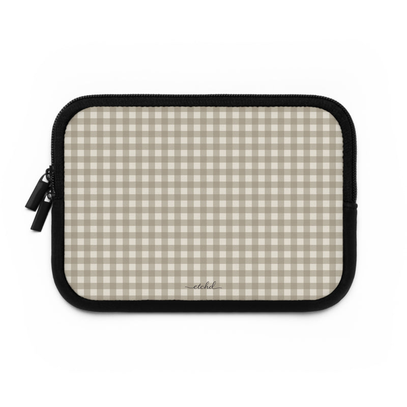 Neutral Gingham Laptop Sleeve by etchd, view 2