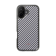 Navy & White Striped Diagonal Clear Phone Case by etchd, view 35