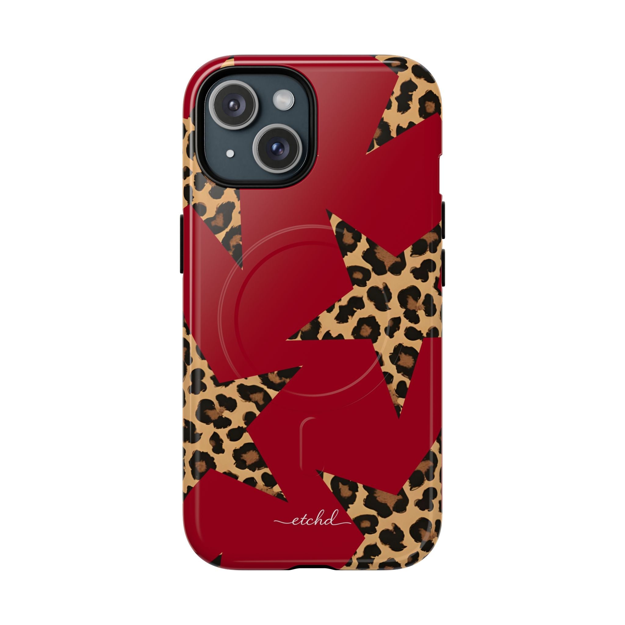 Red & Leopard Stars Magnetic Phone Case by etchd, view 2