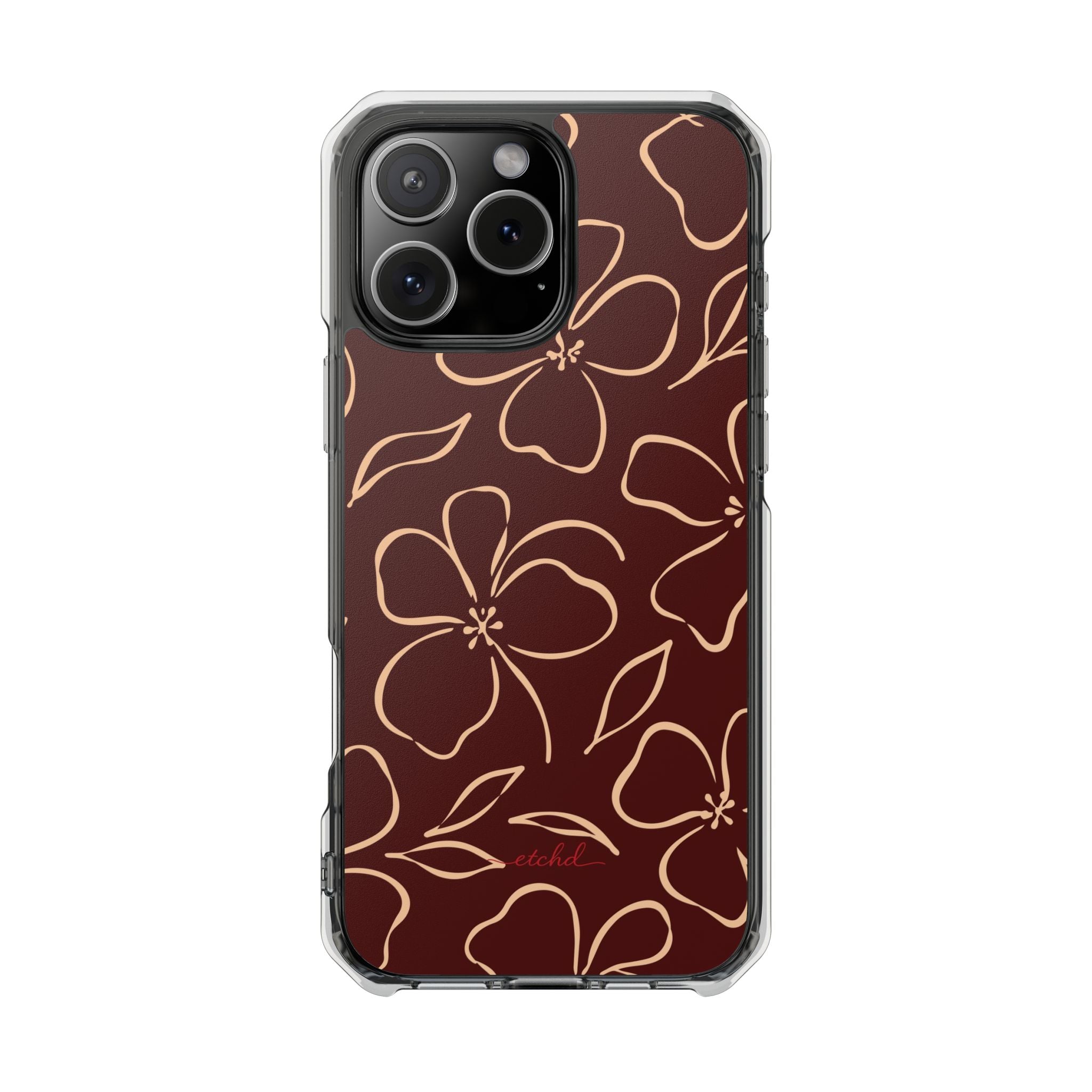 Cherry & Peach Floral Clear Magnetic Phone Case by etchd