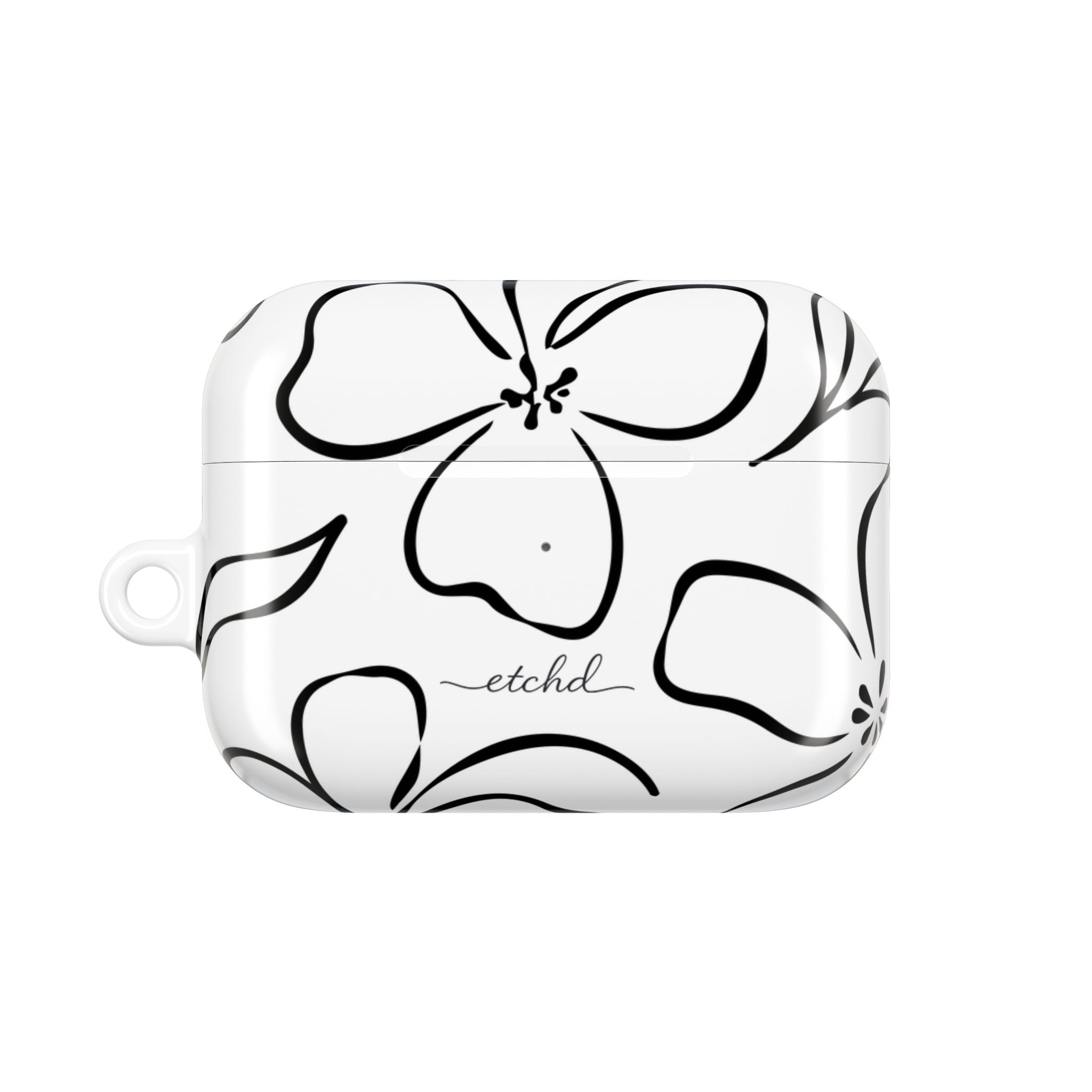 White & Black Floral AirPod Case by etchd, view 2