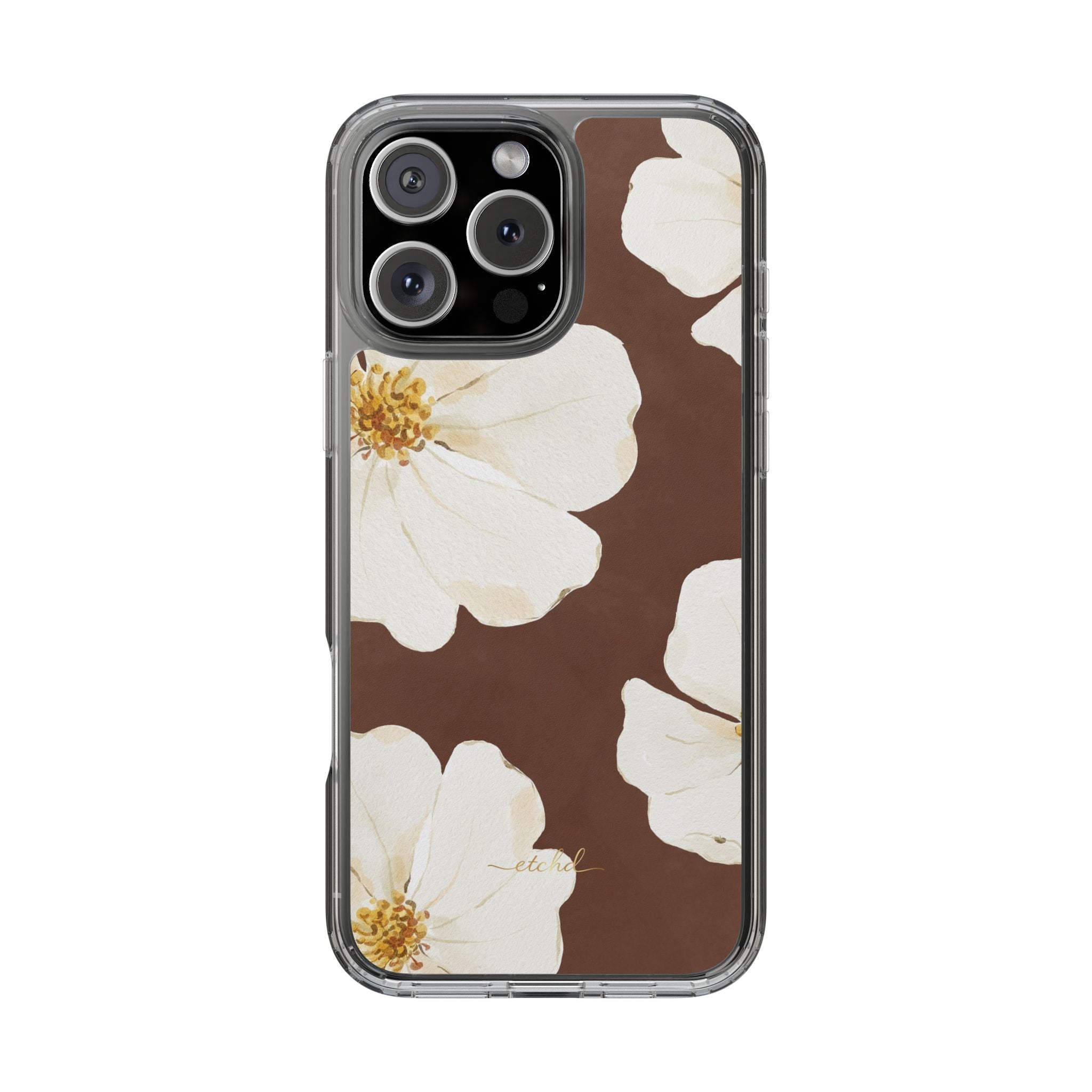 Mocha Blossom Clear Phone Case by etchd