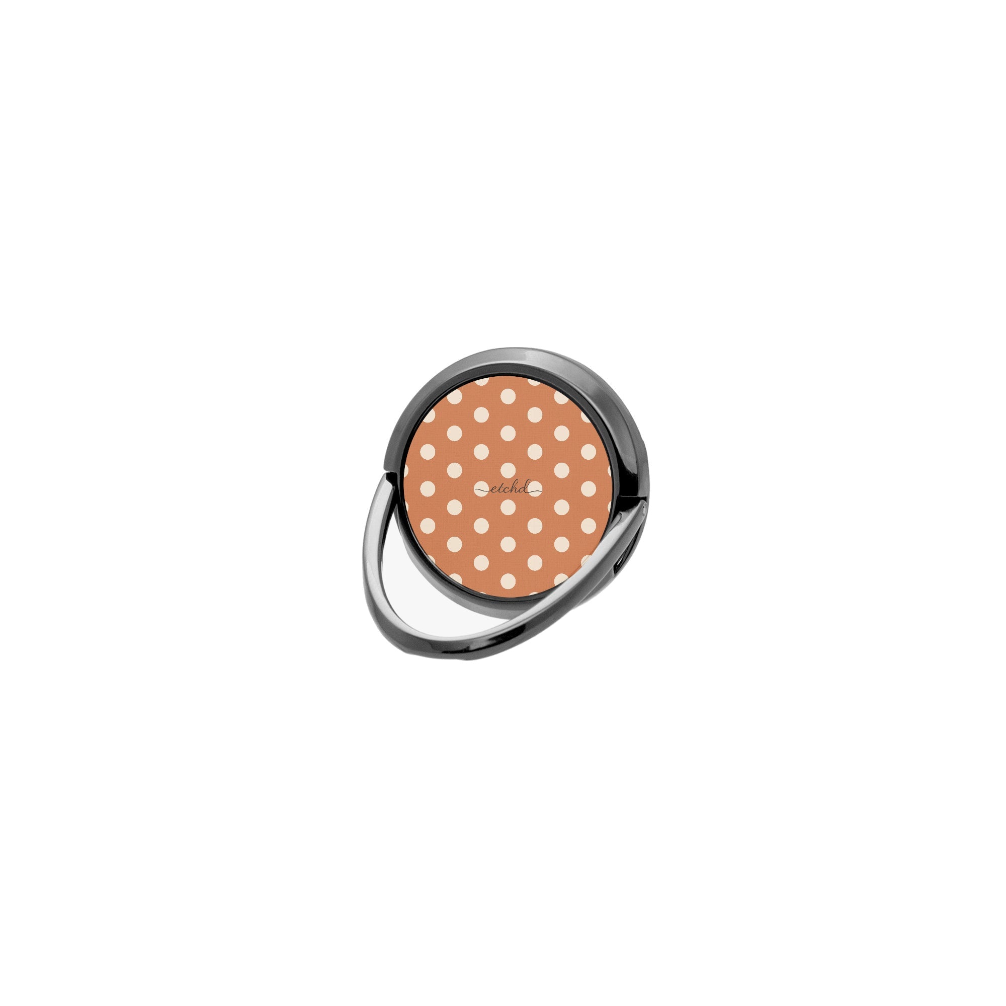Cream & Terracotta Polka Dot Phone Ring Holder by etchd