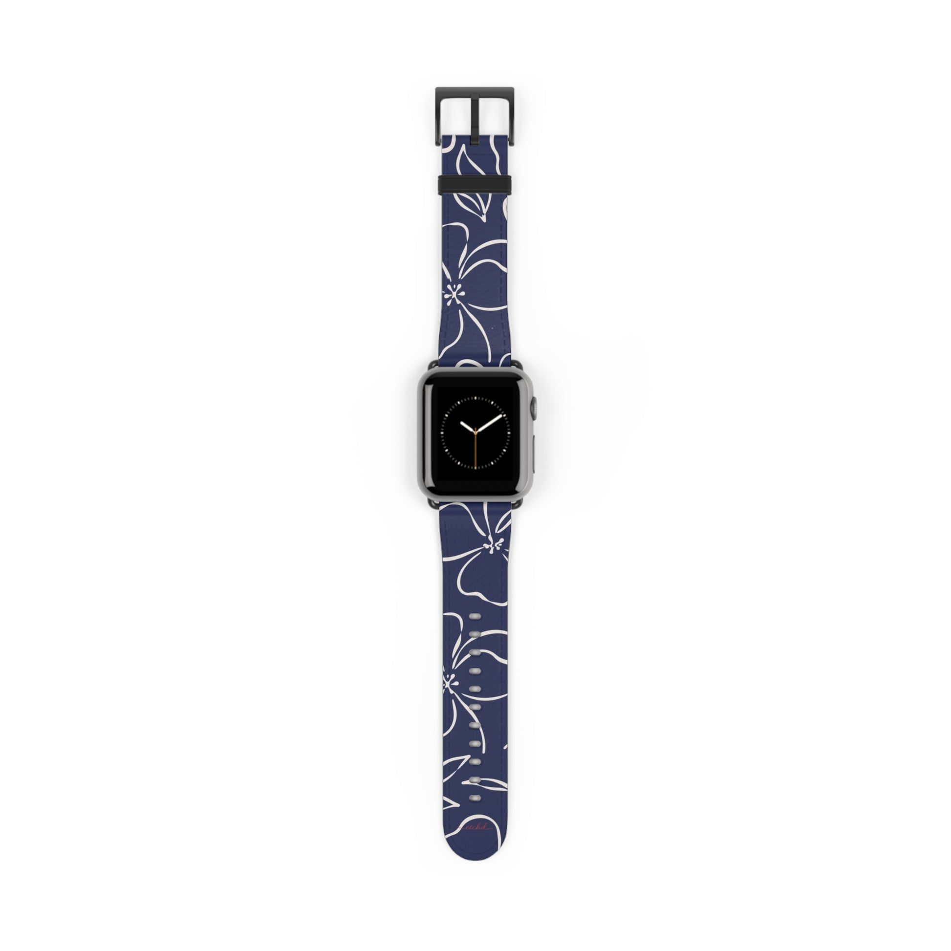 Navy & Cream Floral Correa para smartwatch de etchd