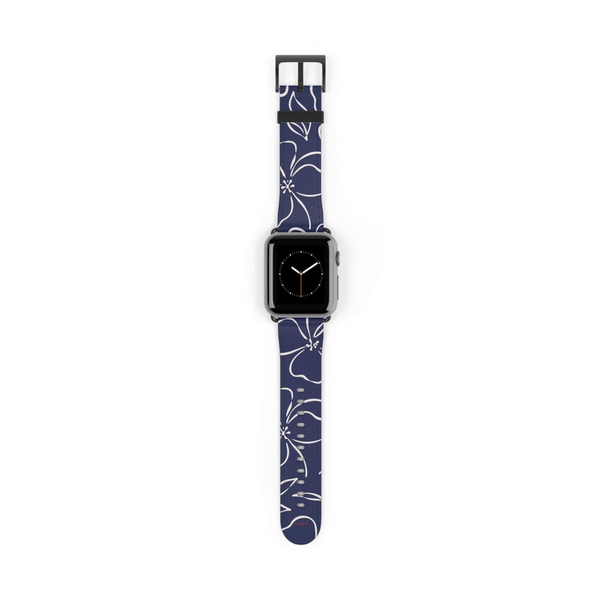 Navy & Cream Floral Cinturino per smartwatch di etchd