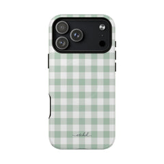 Sage & White Gingham Magnetic Phone Case by etchd, view 31
