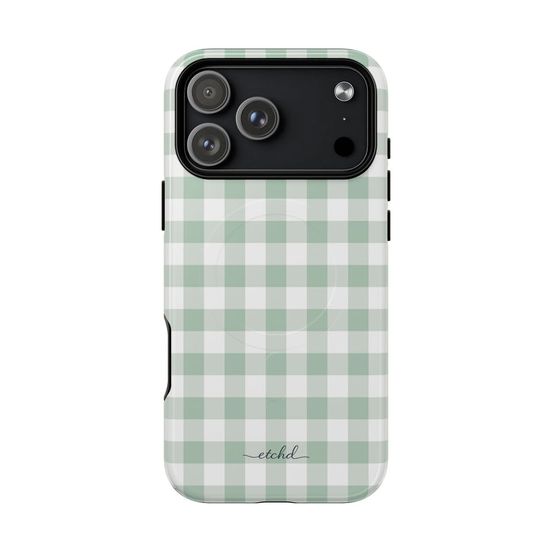 Sage & White Gingham Magnetic Phone Case by etchd, view 31
