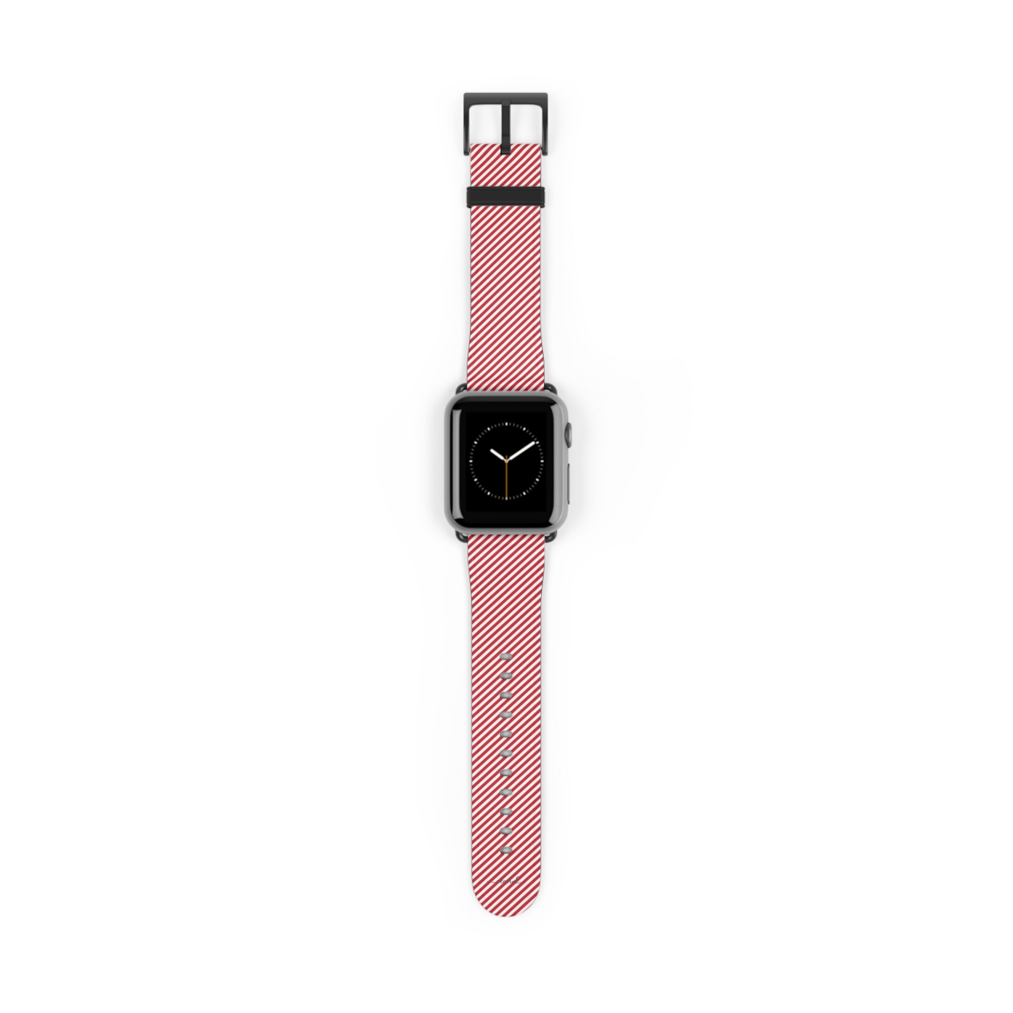 Classic Red & White Striped Diagonal Smartwatch Strap by etchd