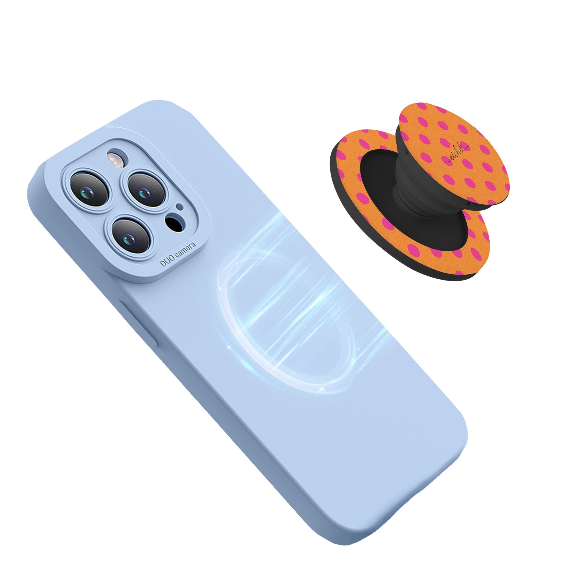 Pink And Orange Polka Dot Phone Grip And Stand by etchd, view 5