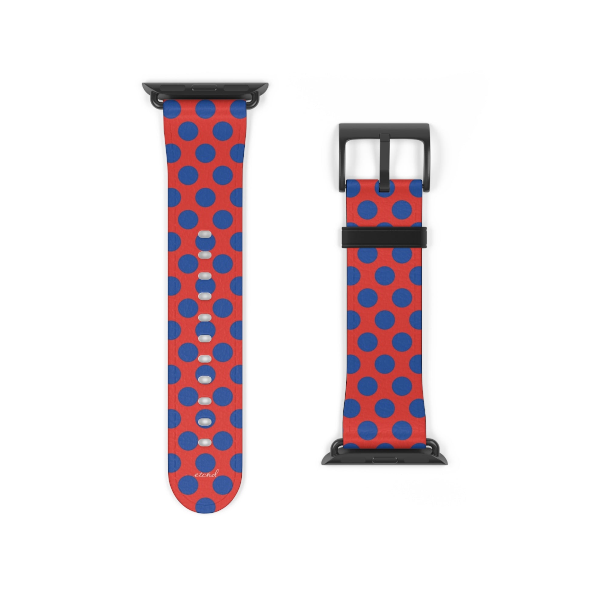 Cobalt & Poppy Polka Dot Smartwatch Strap by etchd, view 9