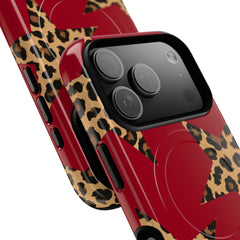 Red & Leopard Stars Magnetic Phone Case by etchd, view 99