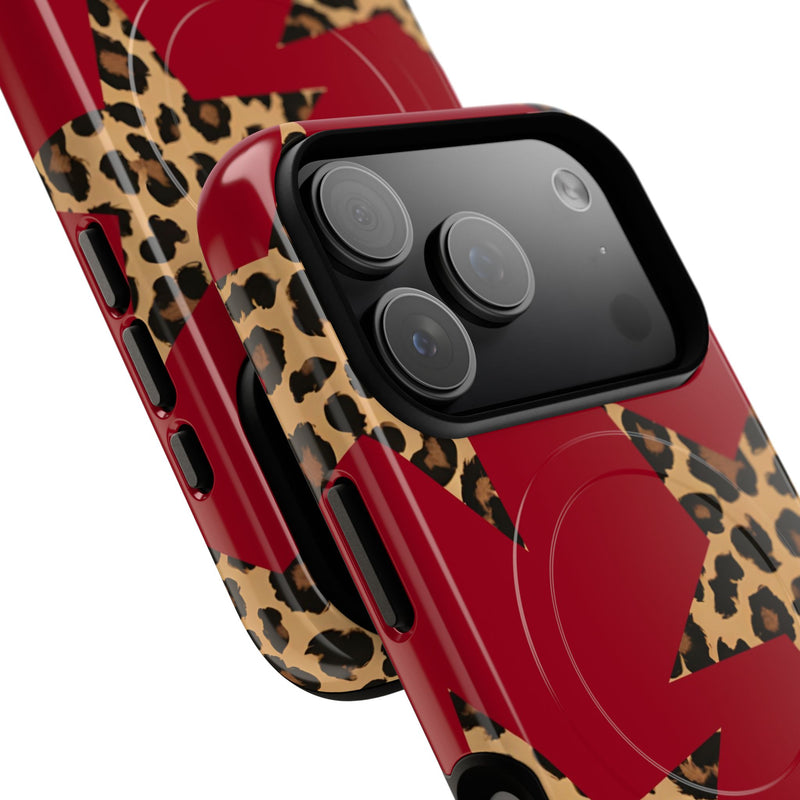 Red & Leopard Stars Magnetic Phone Case by etchd, view 99