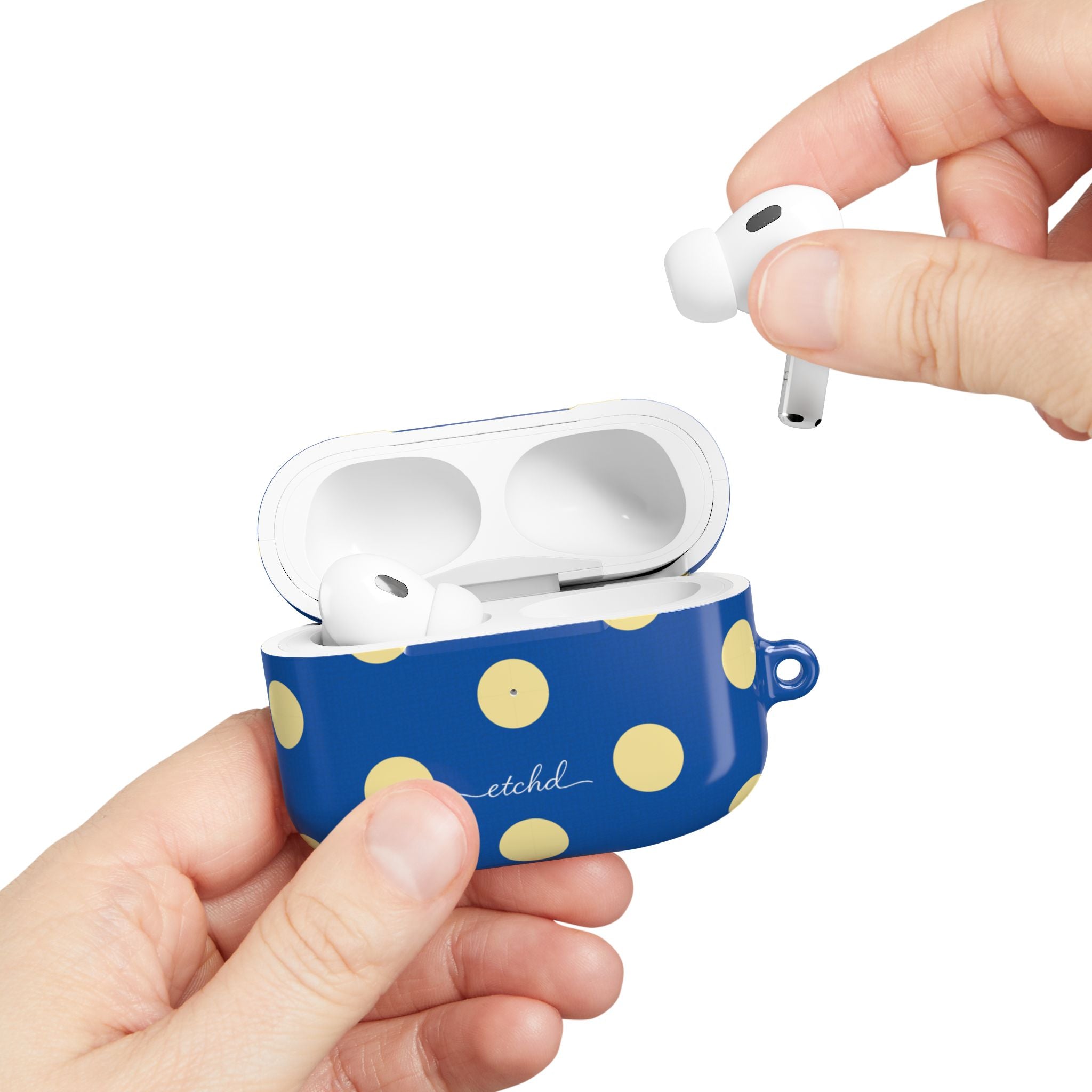 Butter & Cobalt Polka Dot AirPod Case by etchd, view 11