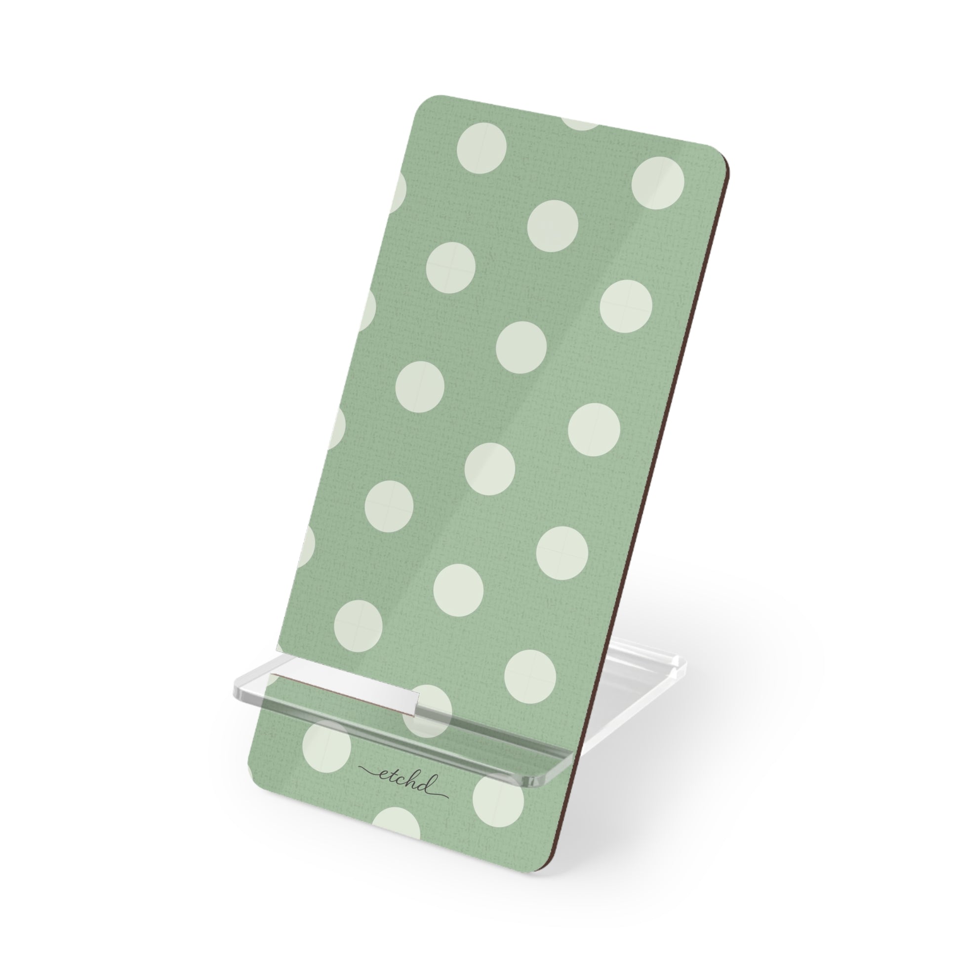 Cream & Sage Polka Dot Phone Stand by etchd