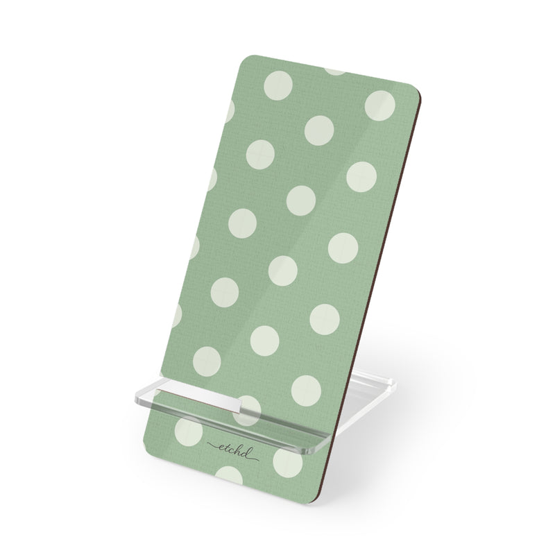 Cream & Sage Polka Dot Phone Stand by etchd