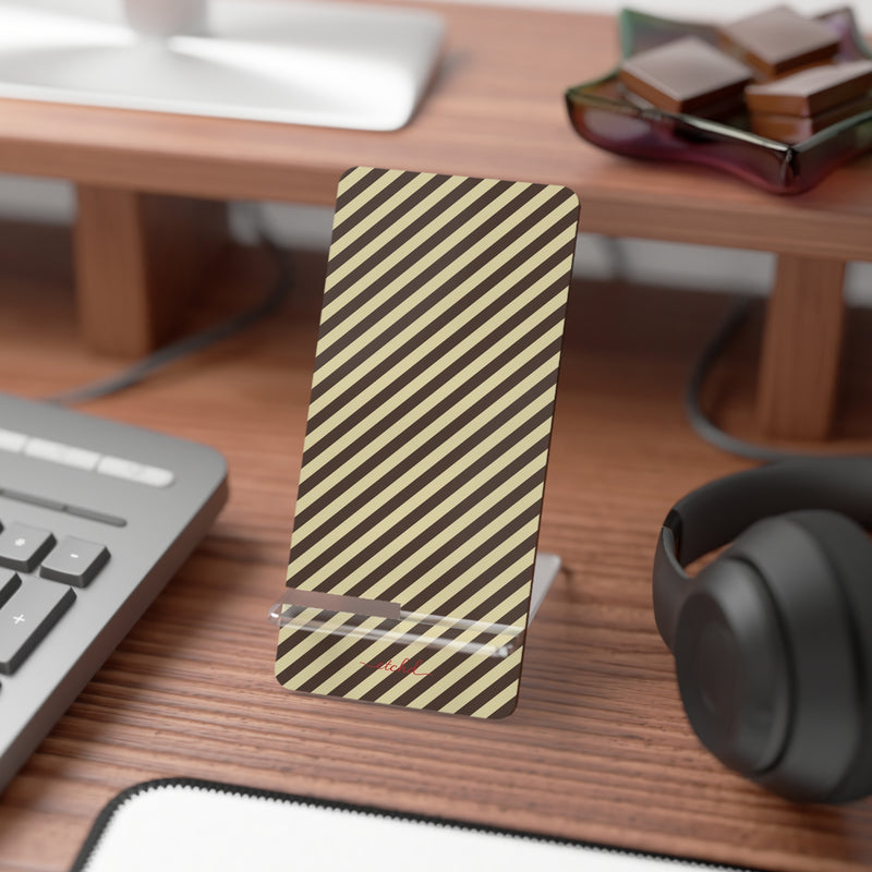 Butter & Brown Striped Diagonal Phone Stand by etchd, view 3