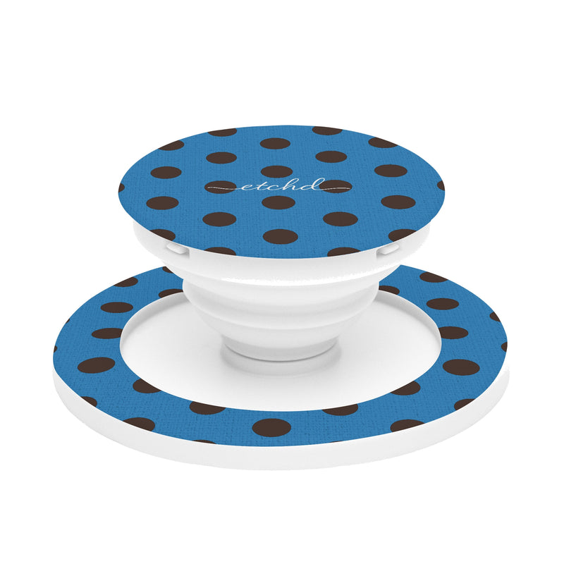 Espresso And Cerulean Polka Dot Phone Grip And Stand-zoom-