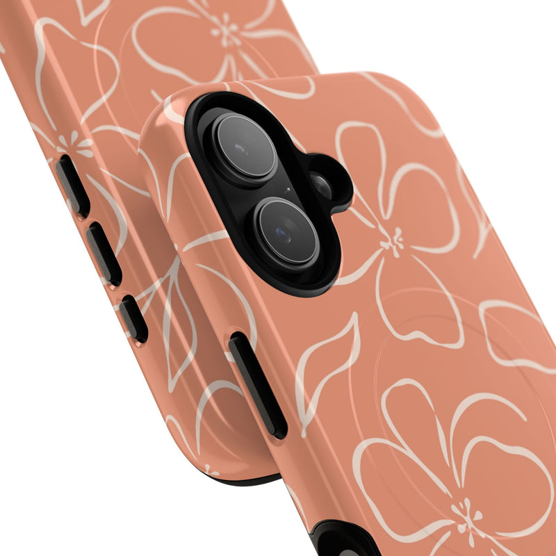 Coral & Cream Floral Magnetic Phone Case by etchd, view 87