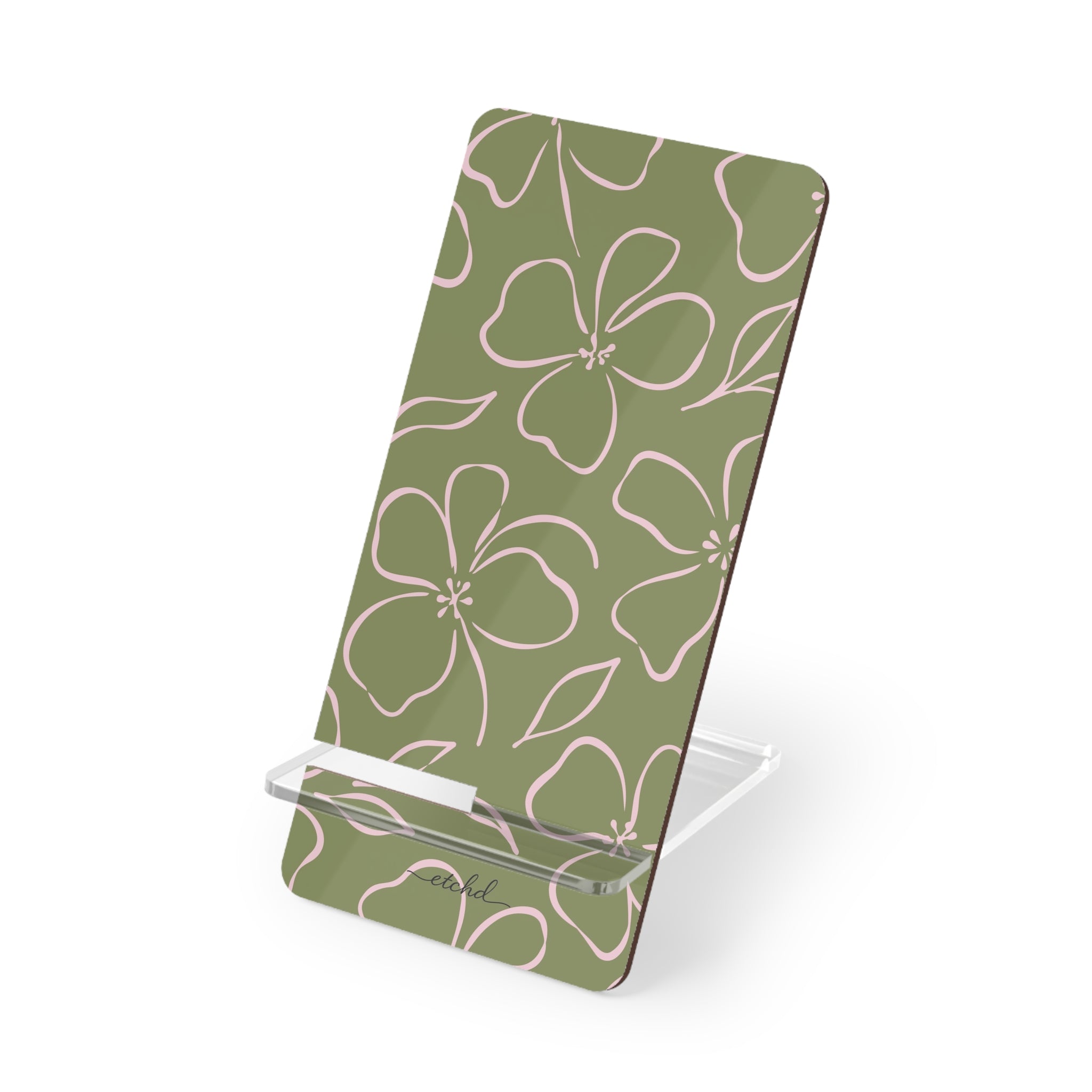 Green & Pink Floral Phone Stand by etchd