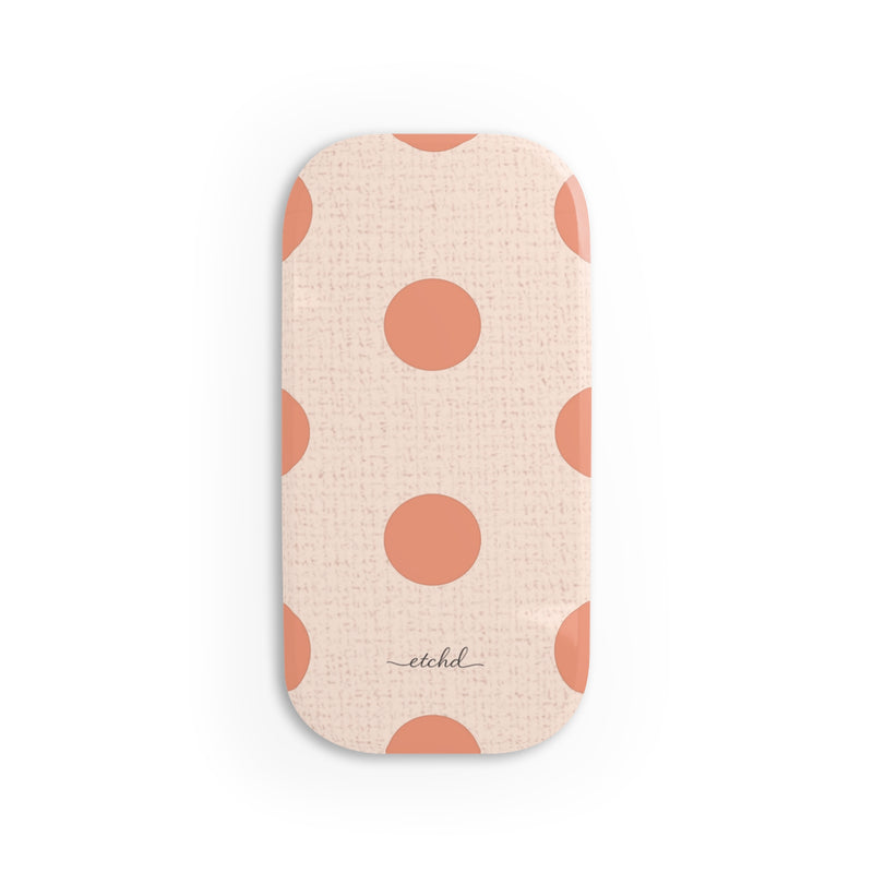 Coral Polka Dot Click-On Phone Grip by etchd