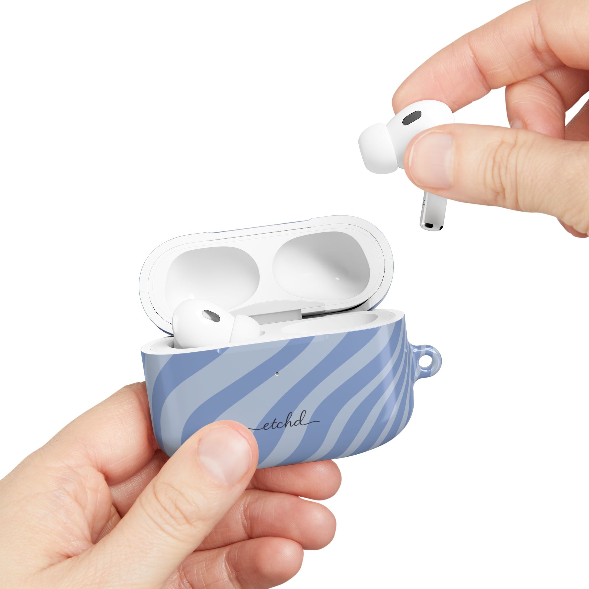 Blue Curved Lines AirPod Case by etchd, view 11