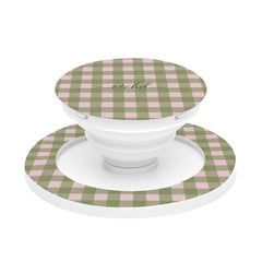 Green & Pink Gingham Anello e supporto per telefono di etchd