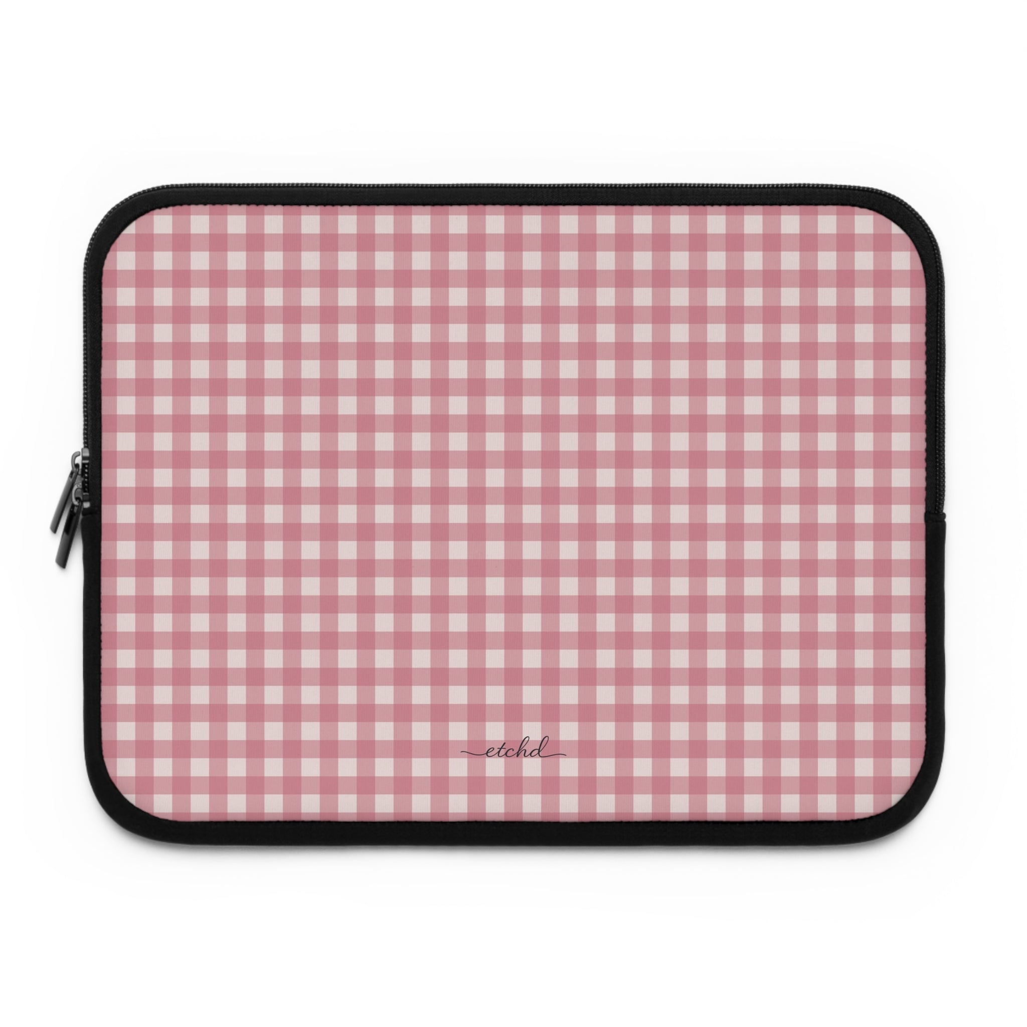 Blush & Cream Gingham Laptop Sleeve by etchd