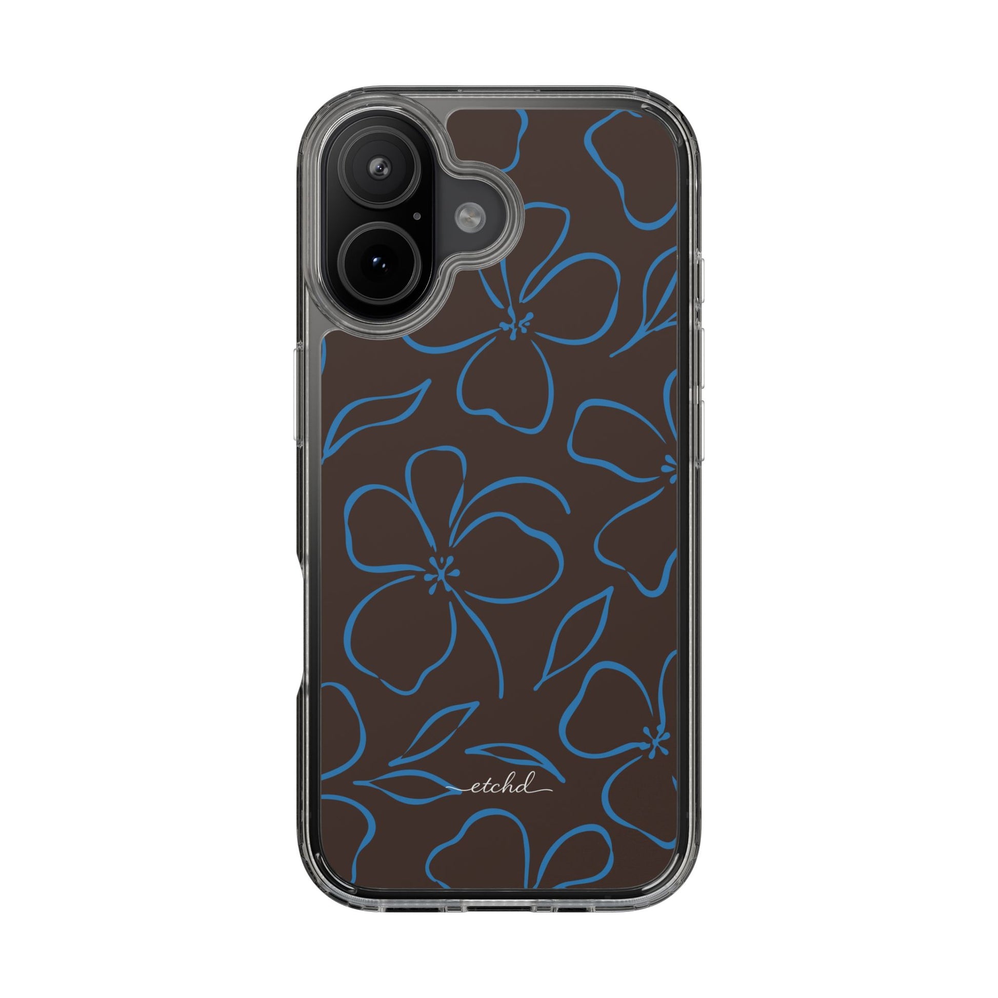 Espresso & Cerulean Floral Clear Phone Case by etchd, view 35
