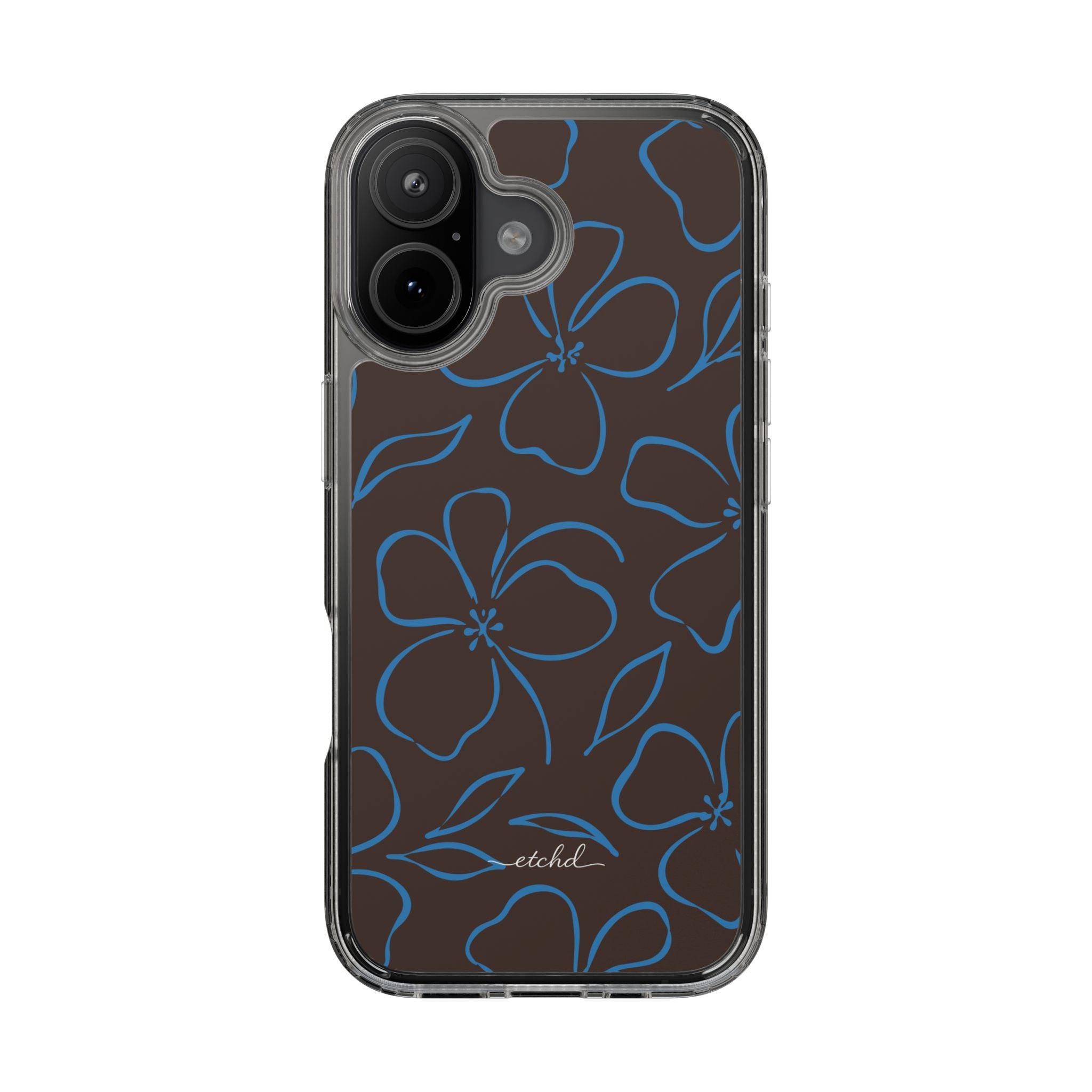 Espresso & Cerulean Floral Clear Phone Case by etchd, view 35