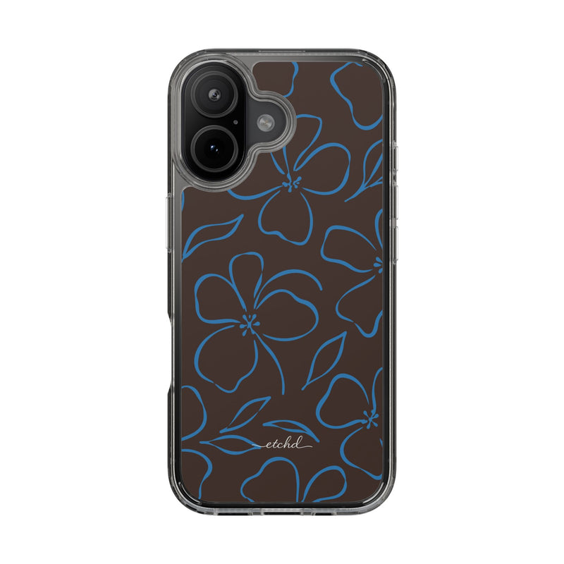 Espresso & Cerulean Floral Clear Phone Case by etchd, view 35