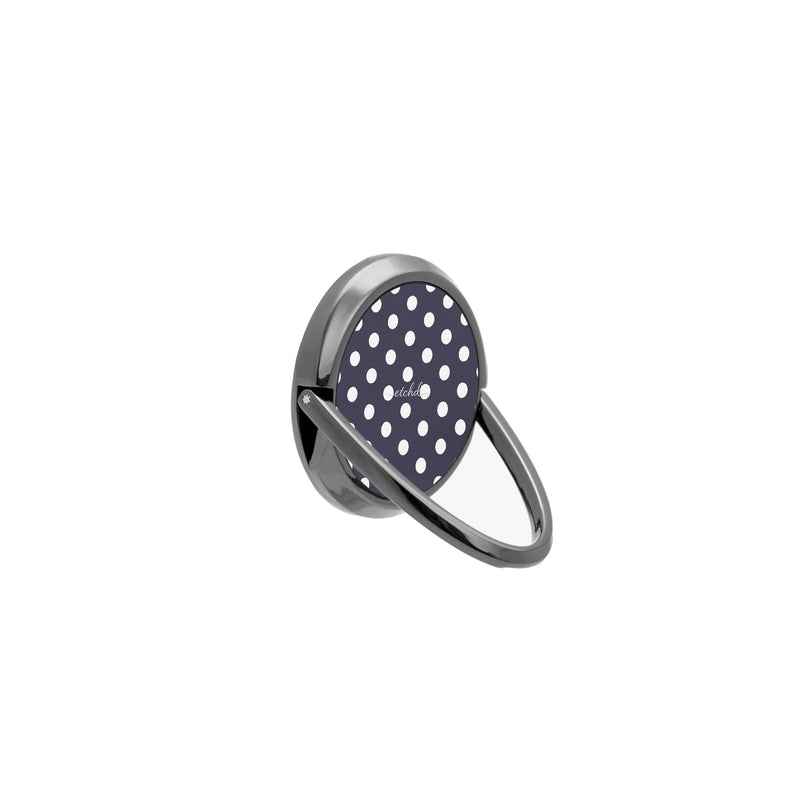 White And Navy Polka Dot Handy Ring-Halterung-zoom-