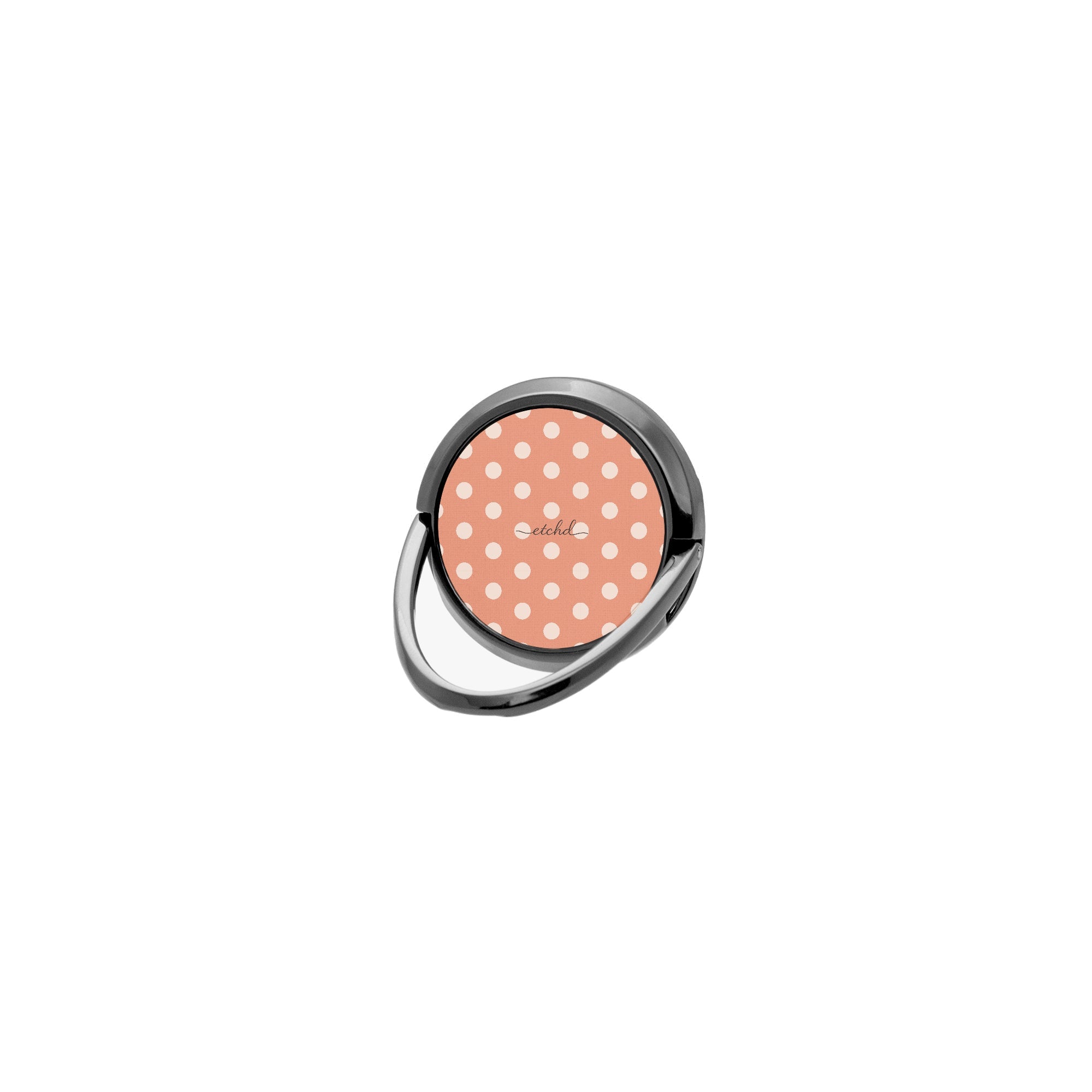 Cream & Coral Polka Dot Phone Ring Holder by etchd