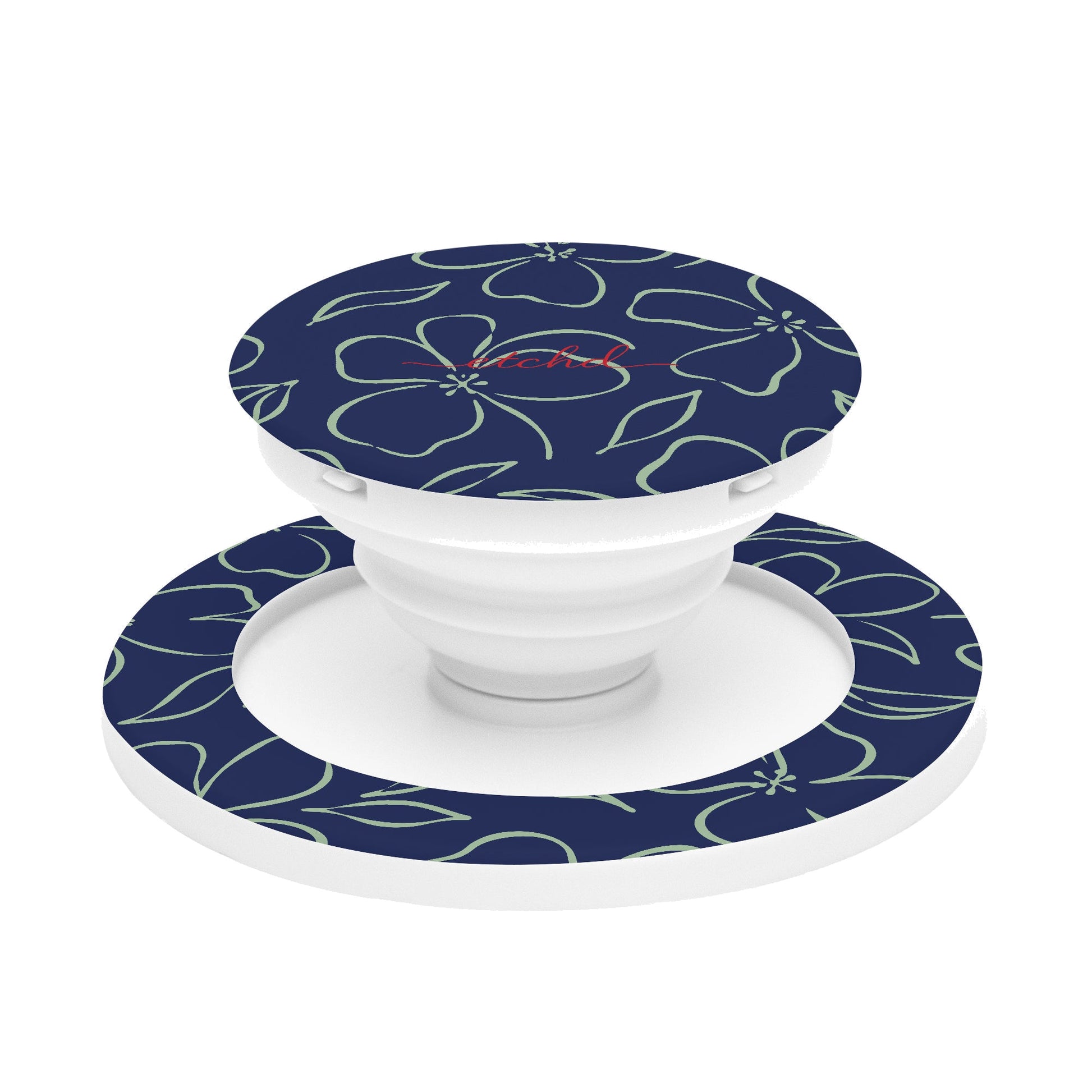Navy & Sage Floral Anello e supporto per telefono di etchd