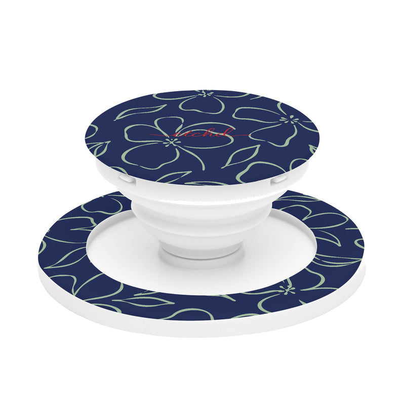 Navy & Sage Floral Anello e supporto per telefono-zoom-