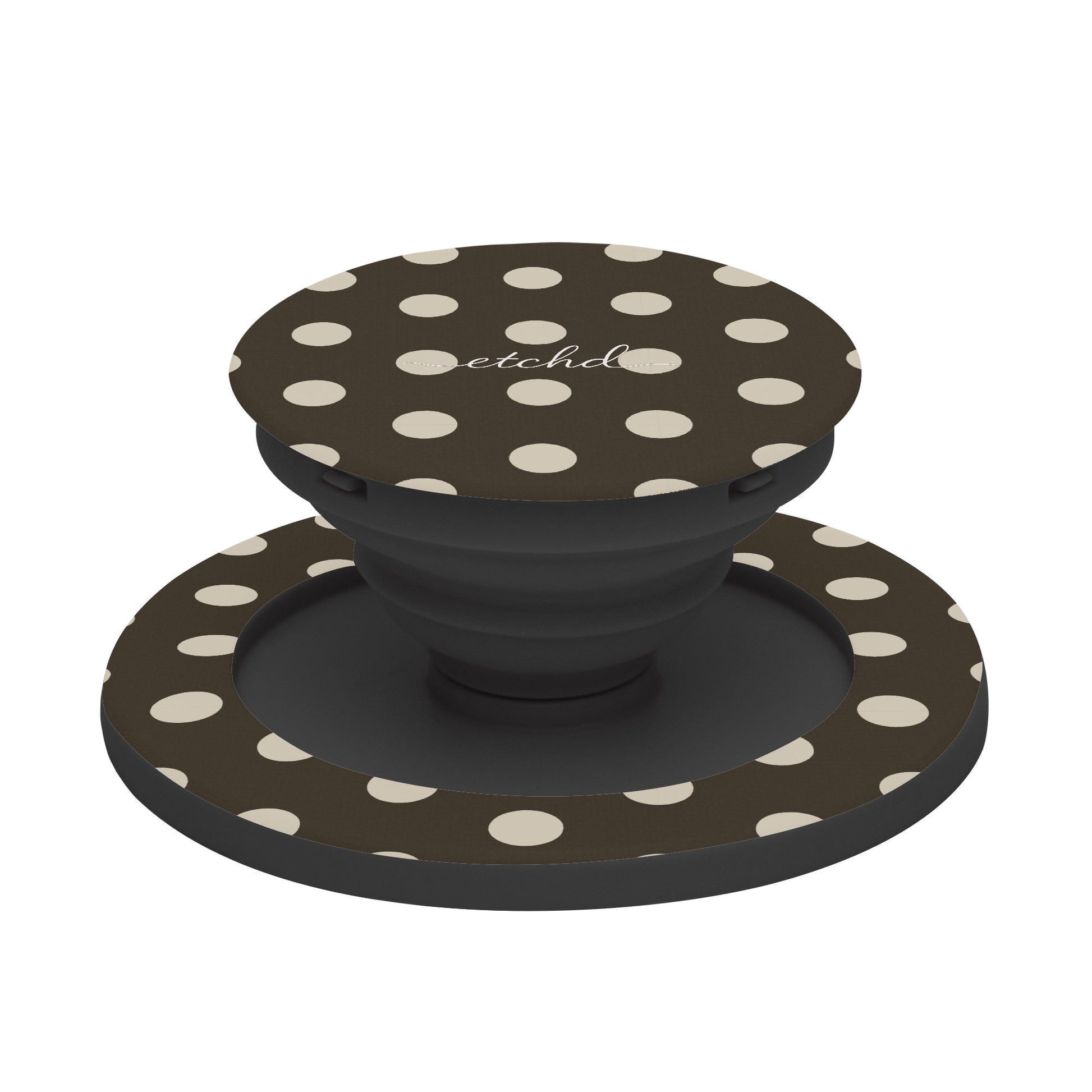 Cream & Brown Polka Dot Phone Grip And Stand by etchd, view 6