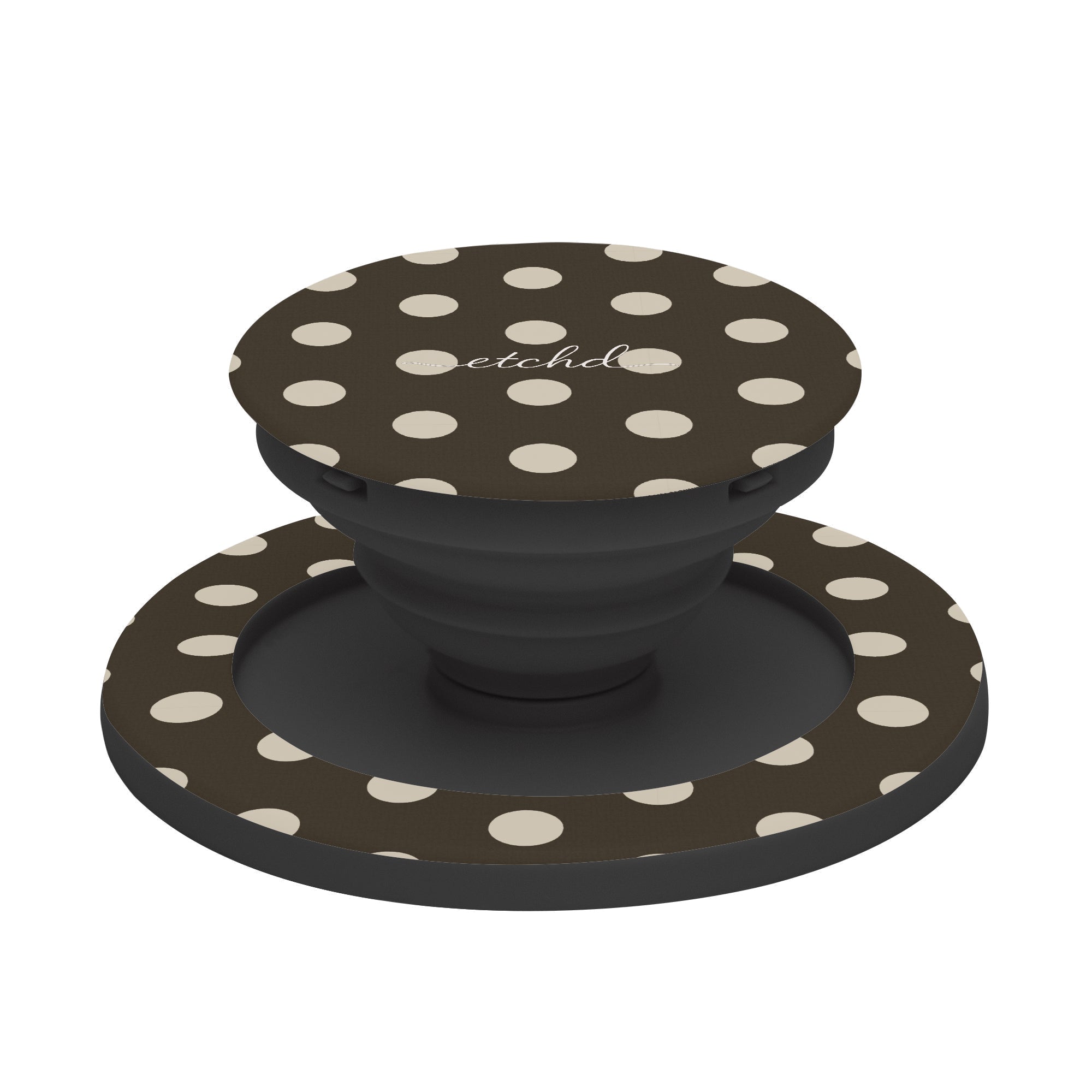 Cream & Brown Polka Dot Phone Grip And Stand by etchd, view 6